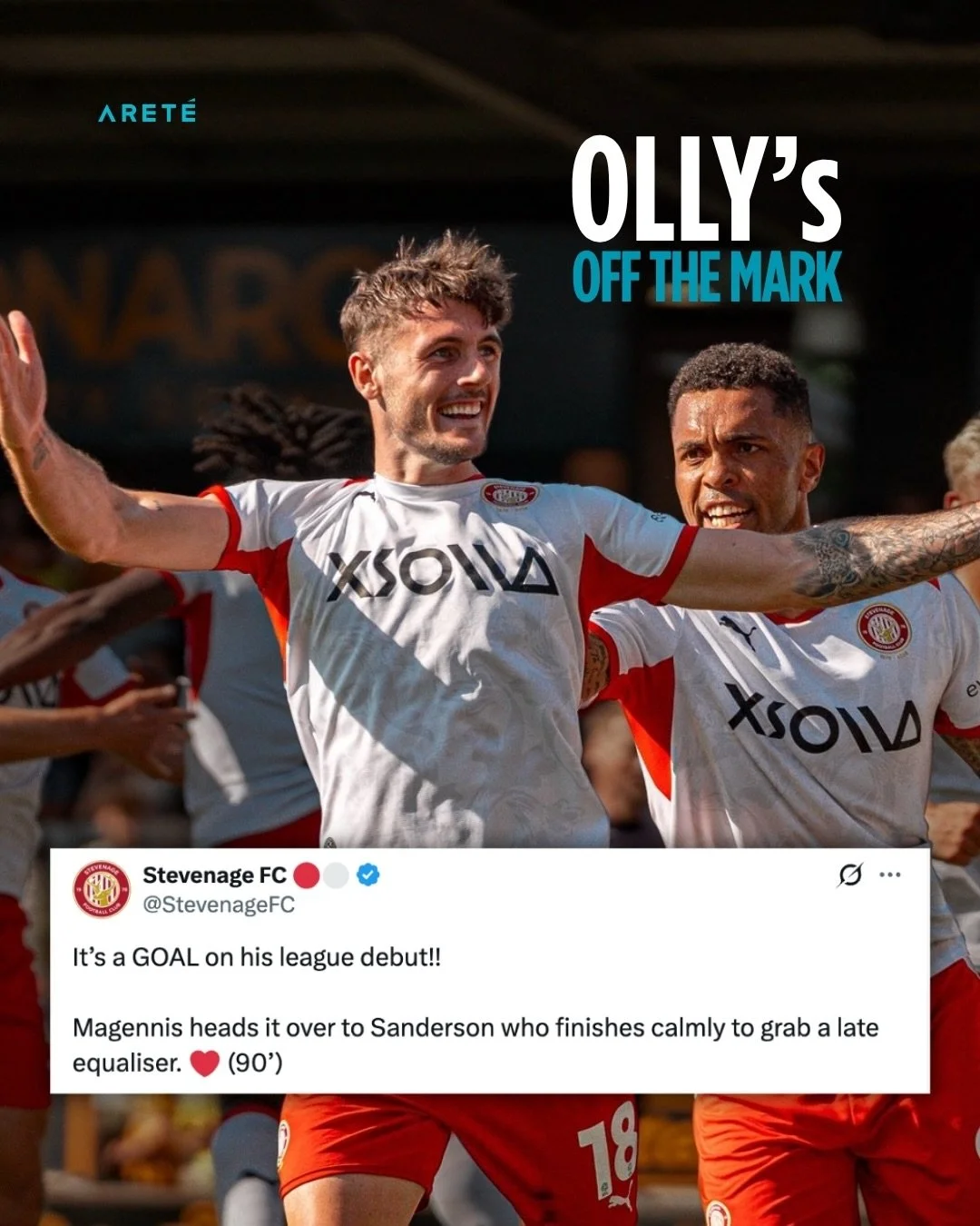 Making his mark 🎯 

@olly_sandersonn netted a last-minute equaliser for @stevenagefcofficial on his league debut for the club at the weekend 👏

After joining Stevenage permanently in the summer following more than a decade at @fulhamfc, Olly is off