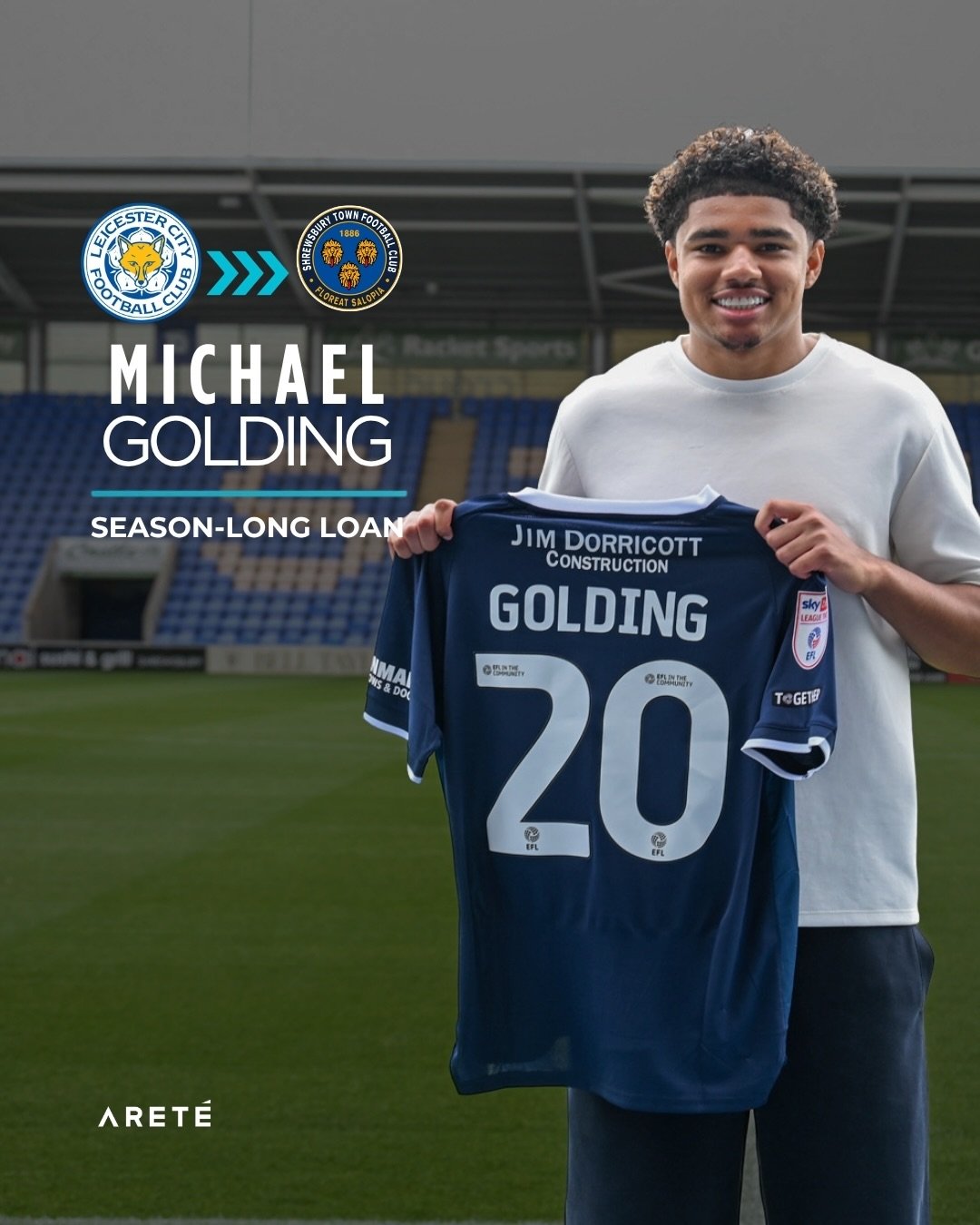 Season-long loan from @lcfc to @shrewsburytown ✅ 

Best of luck in your new chapter, @michaelgolding8! 👏

💼 @akc_arete
