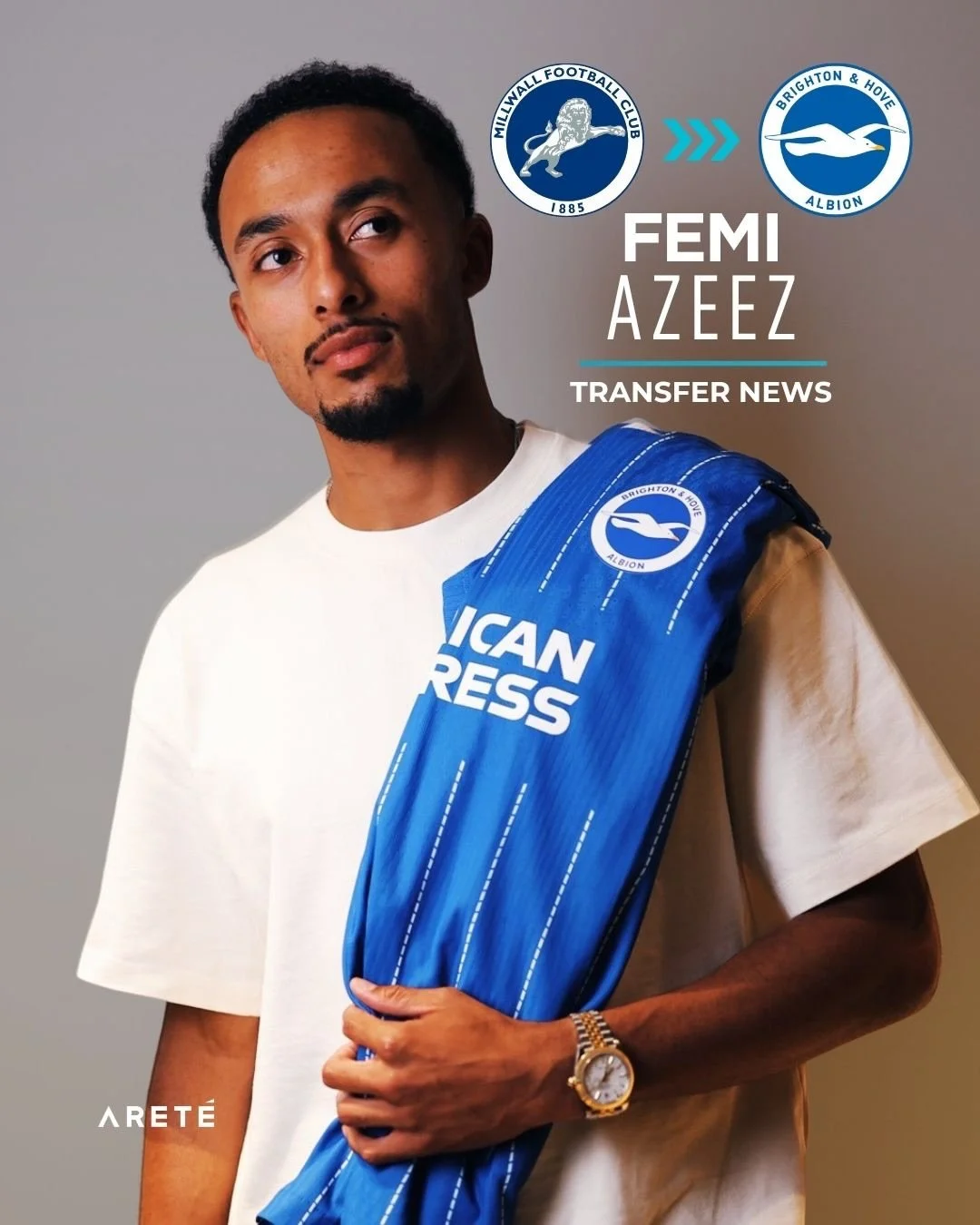 It&rsquo;s official: @femiazeez_ has completed his move to @officialbhafc from Millwall ✍️ 

We&rsquo;re incredibly proud to be with you in this exciting new chapter in the @premierleague! 🩵 

Non League to the Premier League 🤩✅