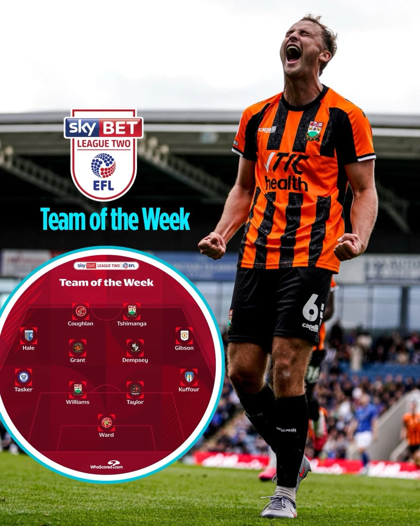 𝐓𝐄𝐀𝐌 𝐎𝐅 𝐓𝐇𝐄 𝐖𝐄𝐄𝐊 ⭐ 

Following his stellar display and wonder strike in the win at Bristol Rovers, @zacwilliams4 has been named in the League Two TOTW 🔥

Zac&rsquo;s been in top form of late, with a fine run of @fotmobapp match ratings 