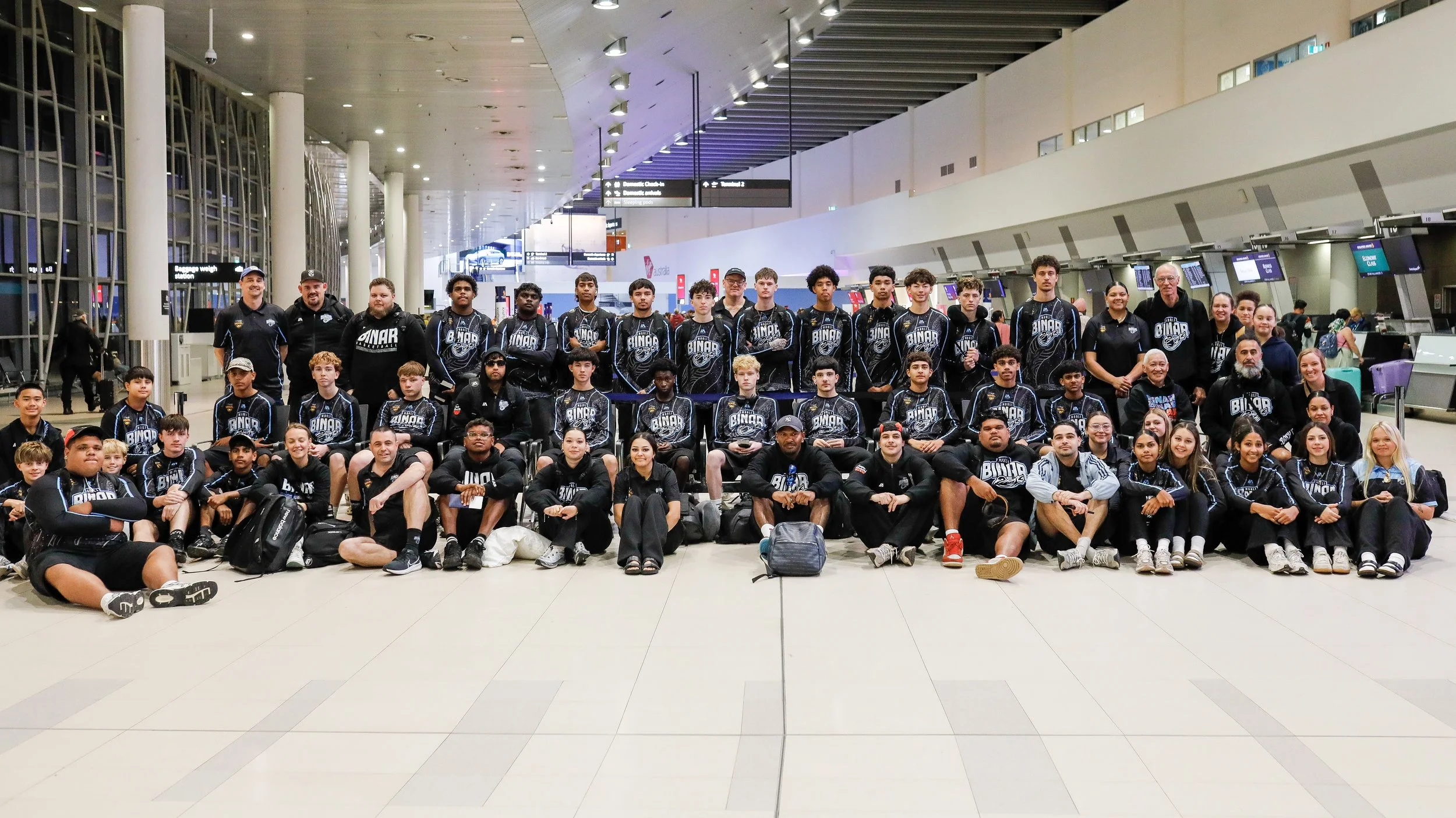 Binar Athletes in the Perth Airport before travelling to Singapore