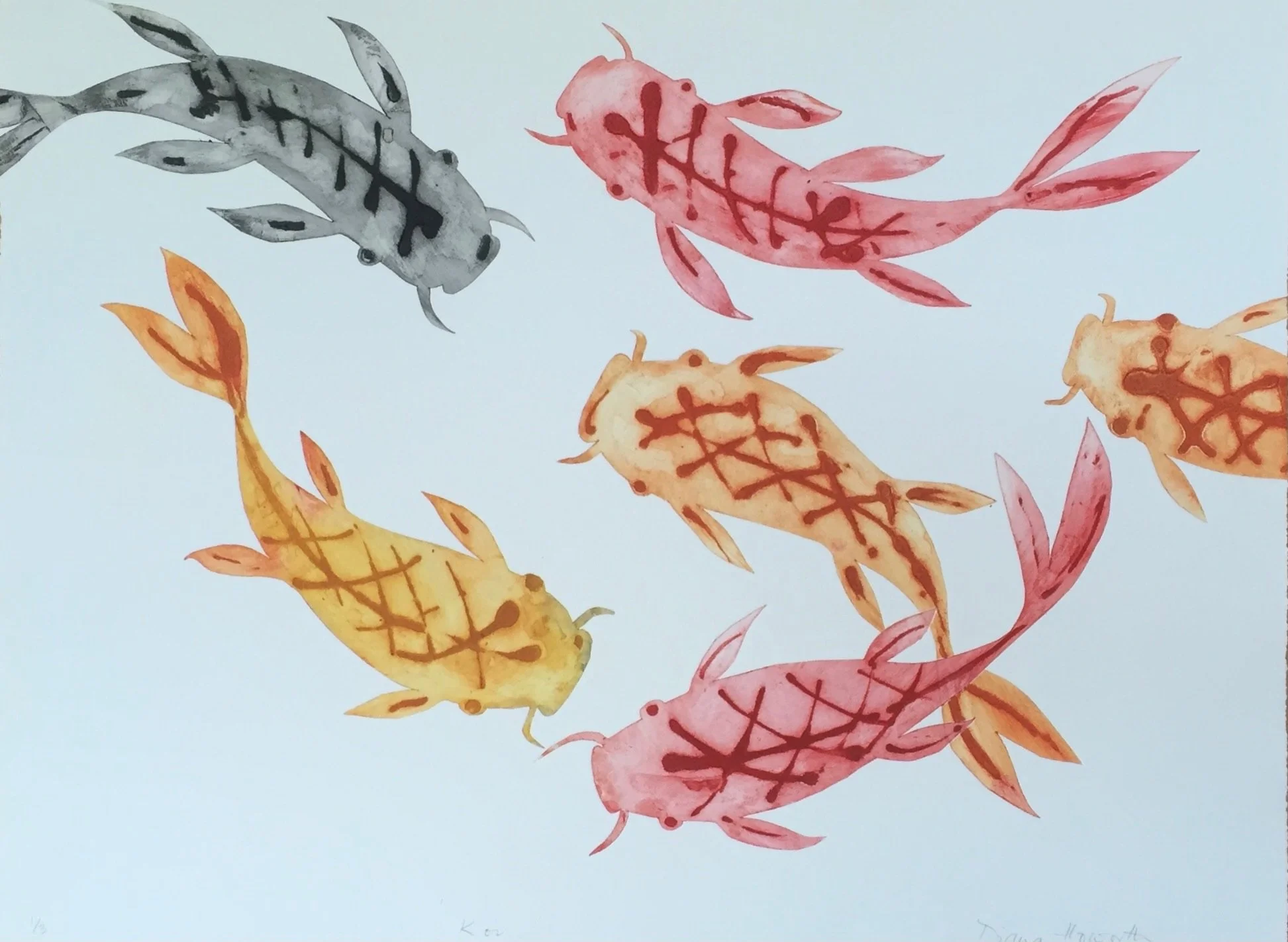 Koi carp collagraph monoprint