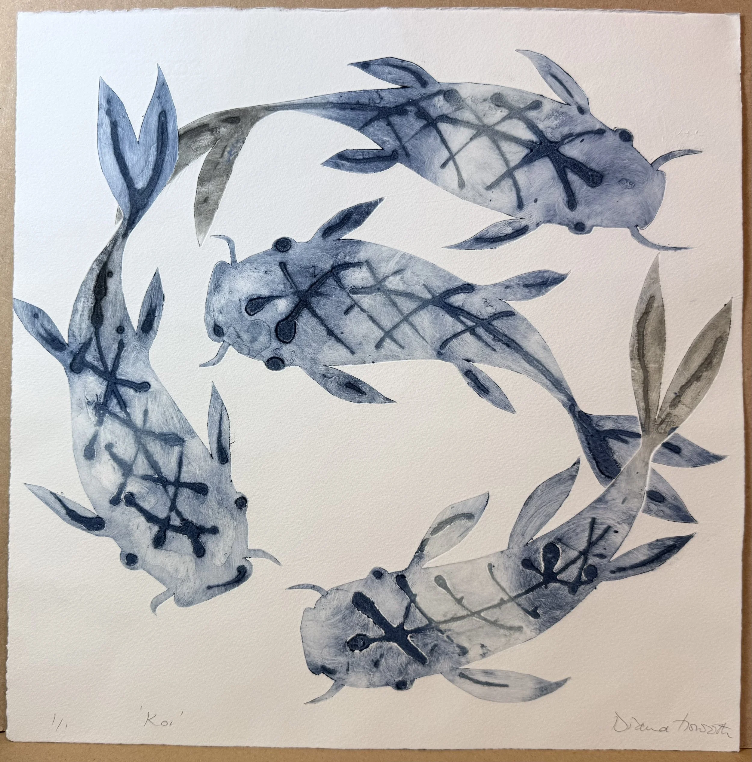 Koi Collagraph Print on Fabriano - Diana Howorth