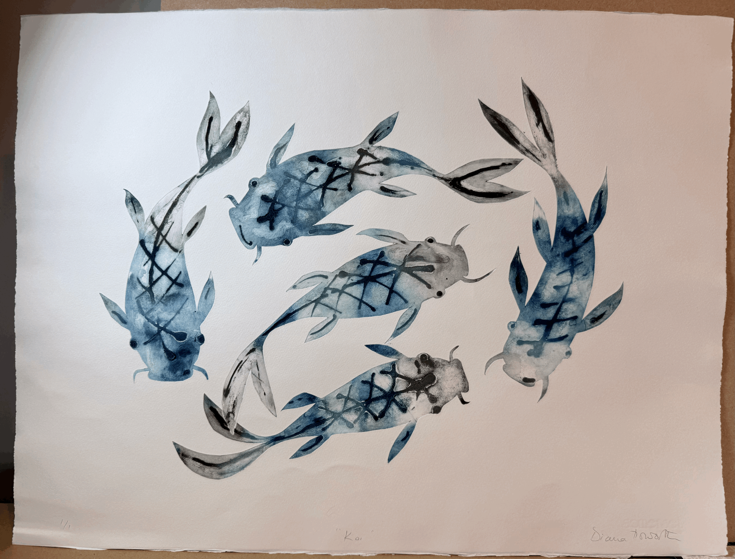 Koi Collagraph Print on Fabriano - Diana Howorth