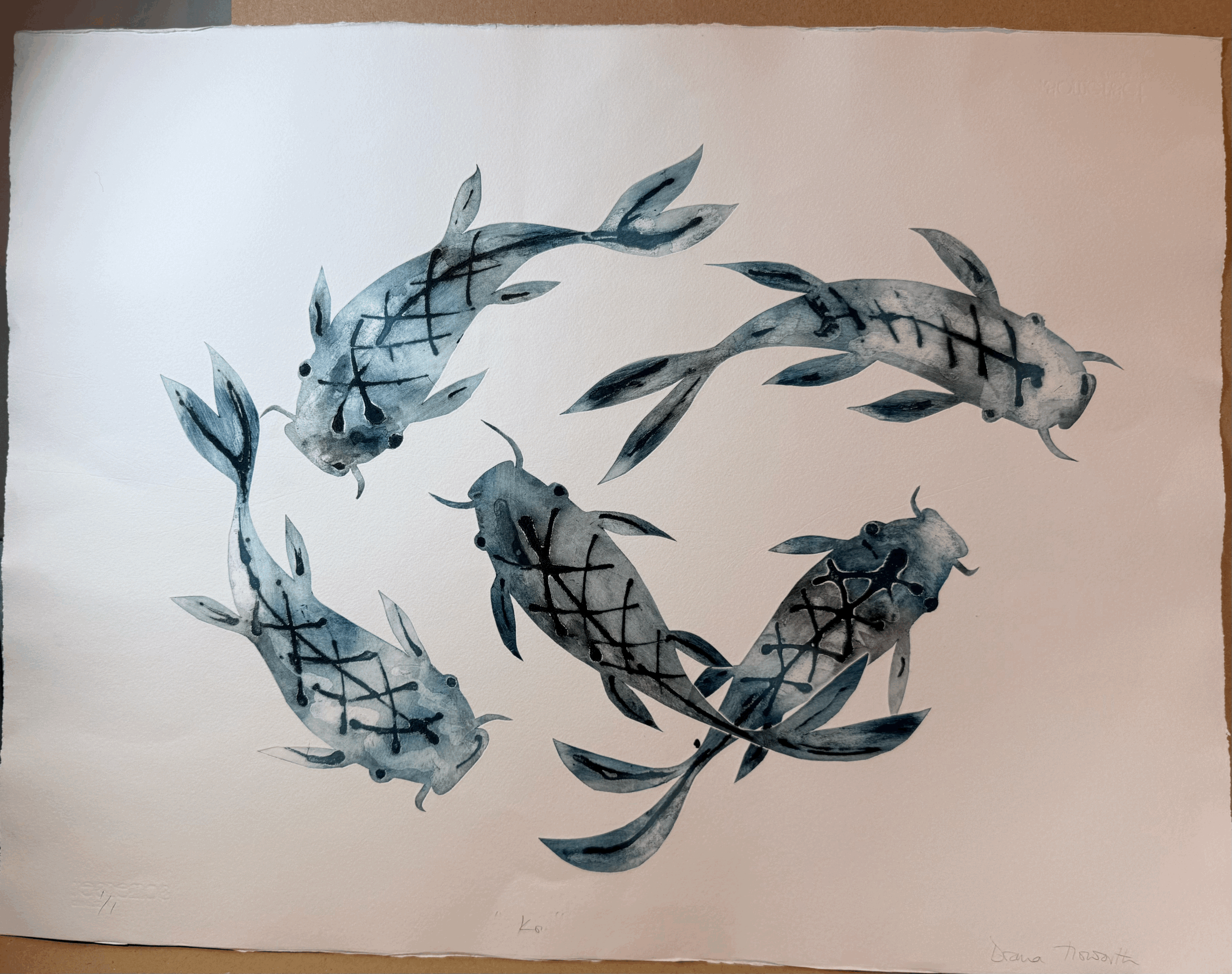 Koi Collagraph Print on Fabriano - Diana Howorth