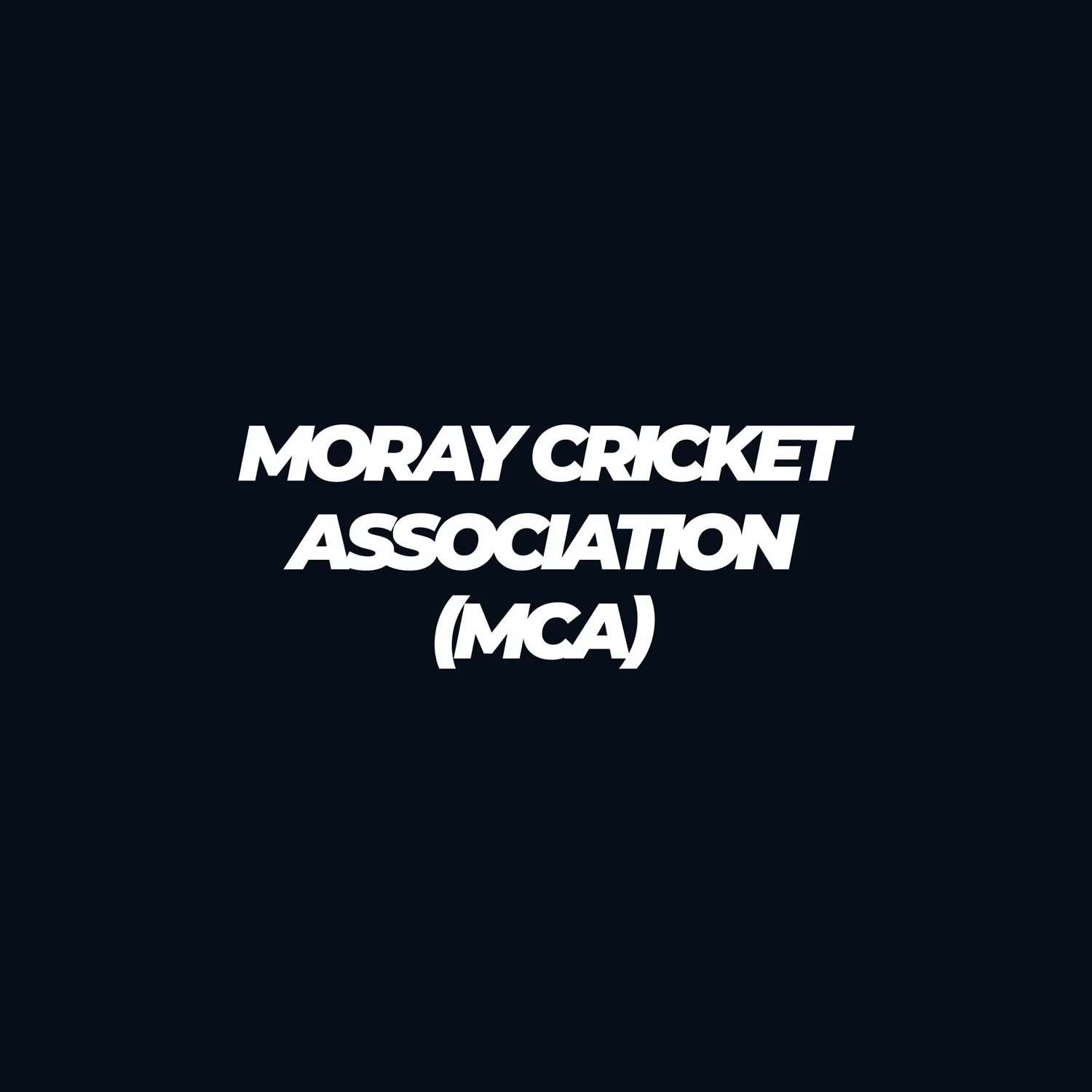 Black background with white text reading 'MORAY CRICKET ASSOCIATION (MCA)'.
