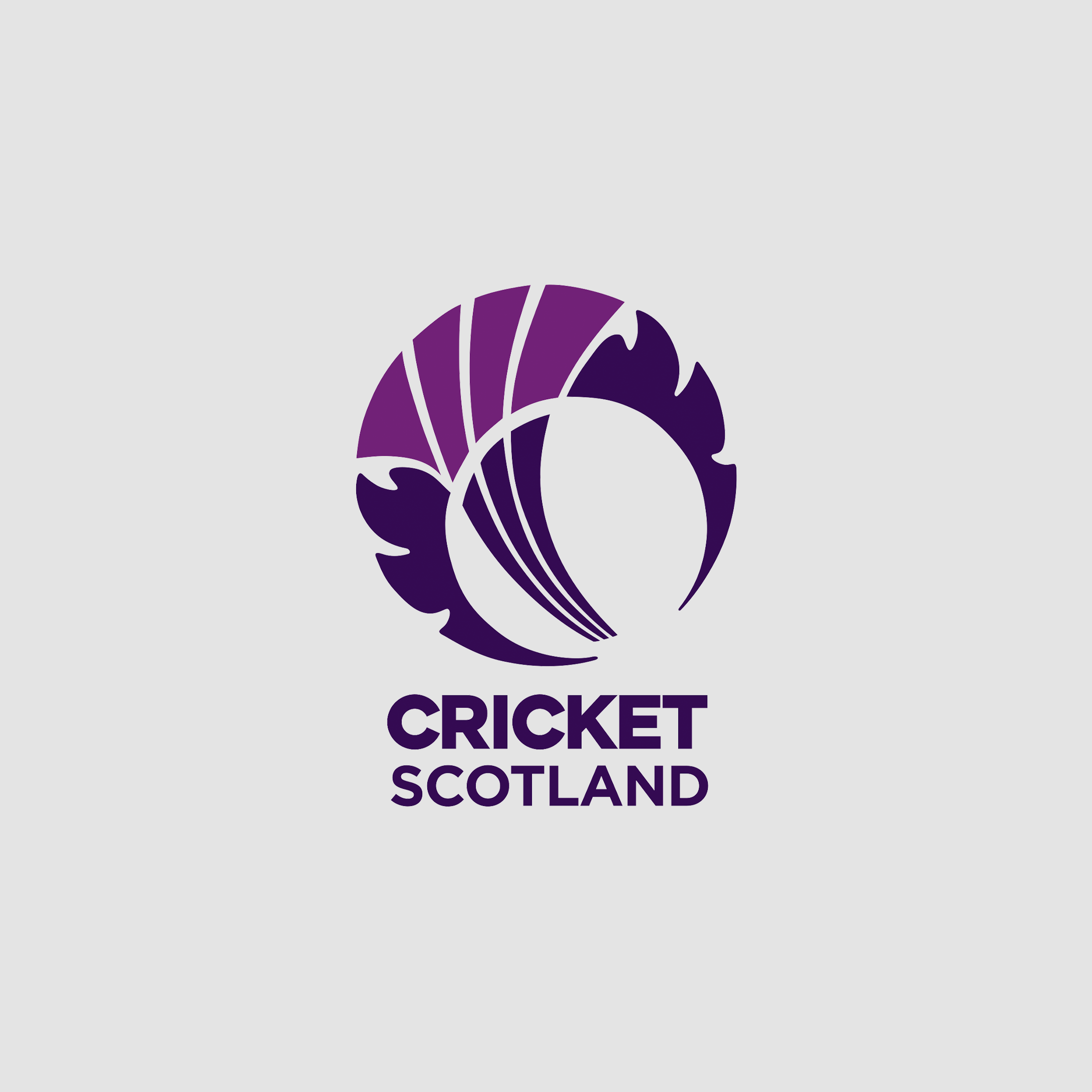 Logo of Cricket Scotland featuring a stylized purple thistle with the text 'Cricket Scotland' underneath.
