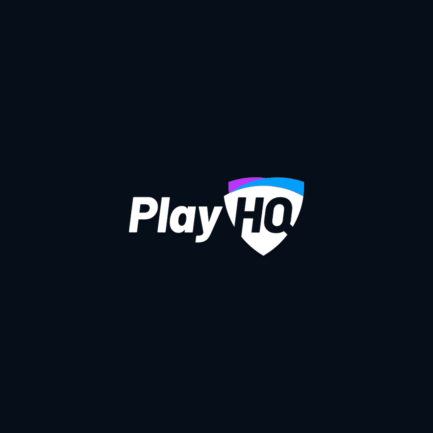 PlayHQ logo on a dark background with stylized text and a shield design.