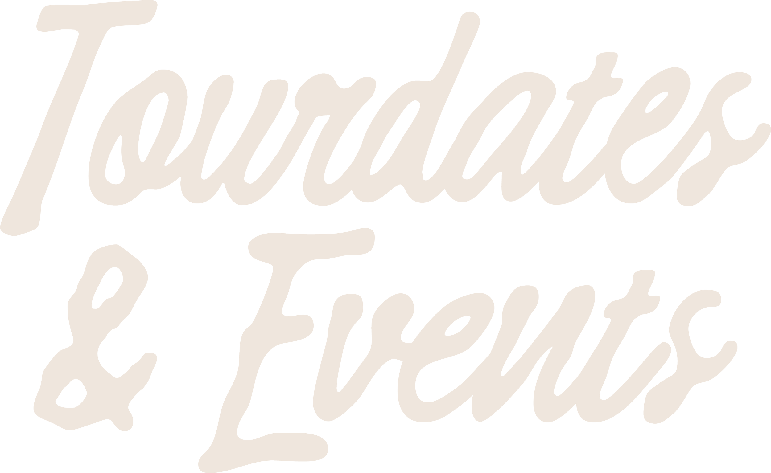 Handwritten-style text that says "Tourdates & Events" in beige color on a black background.