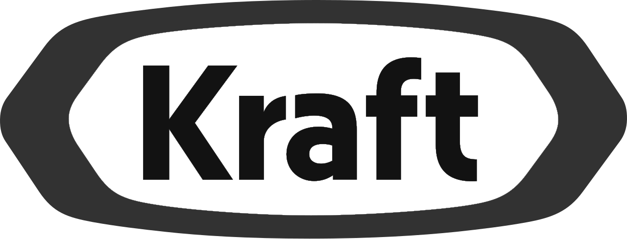 Kraft logo with black text inside a black oval shape.