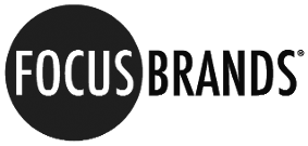 Focus Brands logo featuring a black circle and the company name in black and gray text.