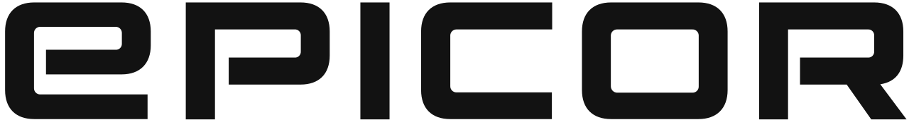 The word Epicor written in black bold letters on a transparent background; a logo.