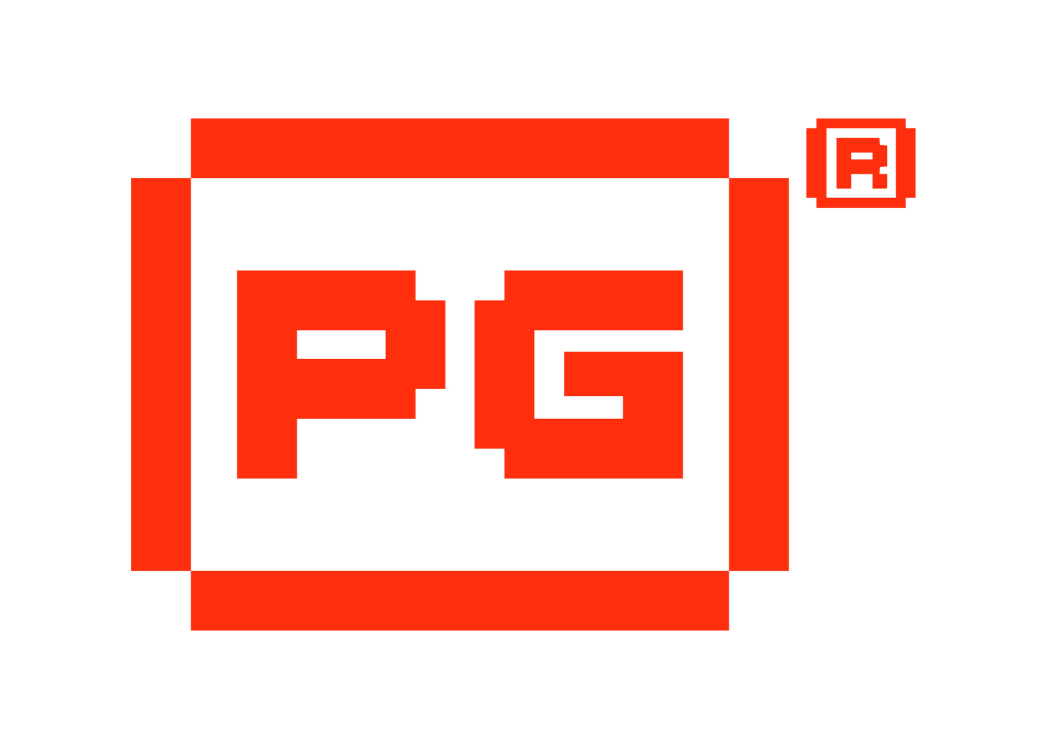 Red pixelated folder icon with 'P' and 'G' on the front and an 'R' in a small square on the top right corner.