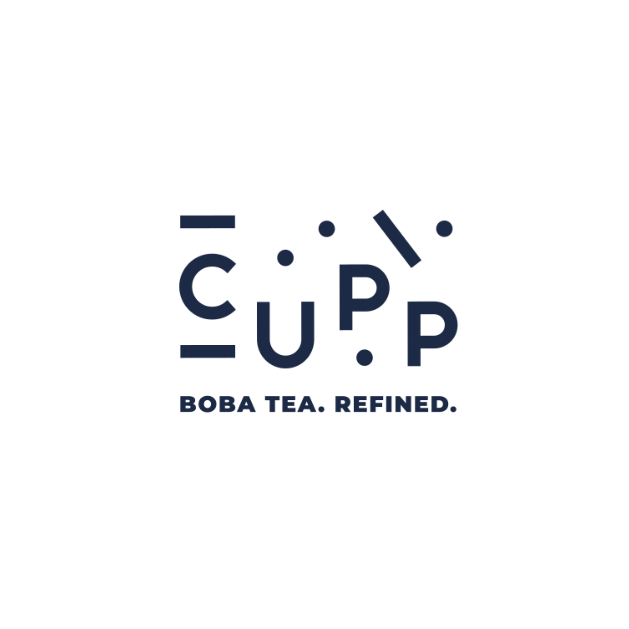 A logo with a stylized apple with a leaf and the text 'CUPP' and 'BOBA TEA. REFINED.' underneath.
