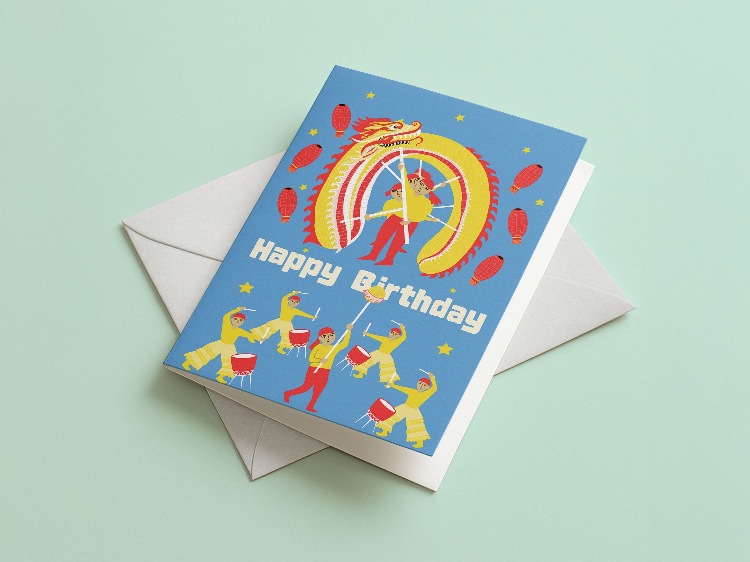 Dragon Dance Birthday card