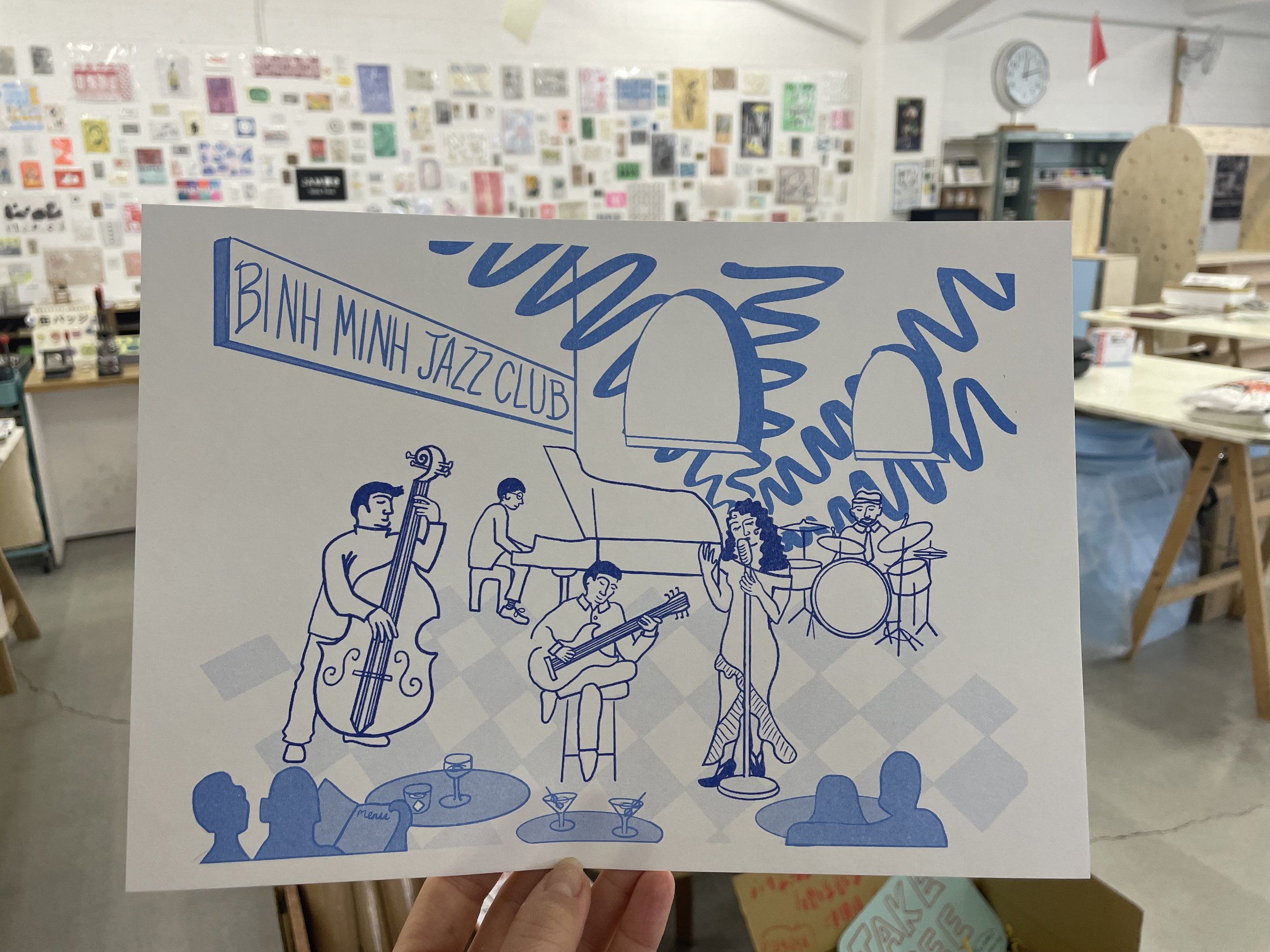 Binh Minh Jazz Bar Risograph print