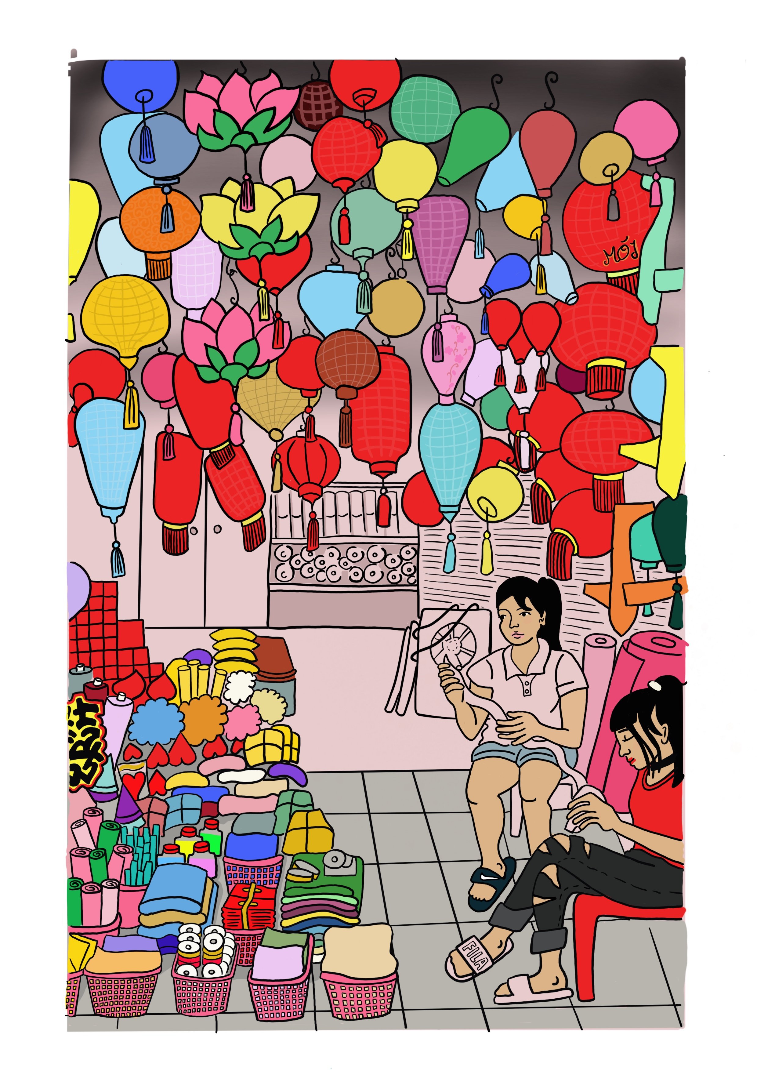 Lanterns Street Hanoi Giclee Fine Art print