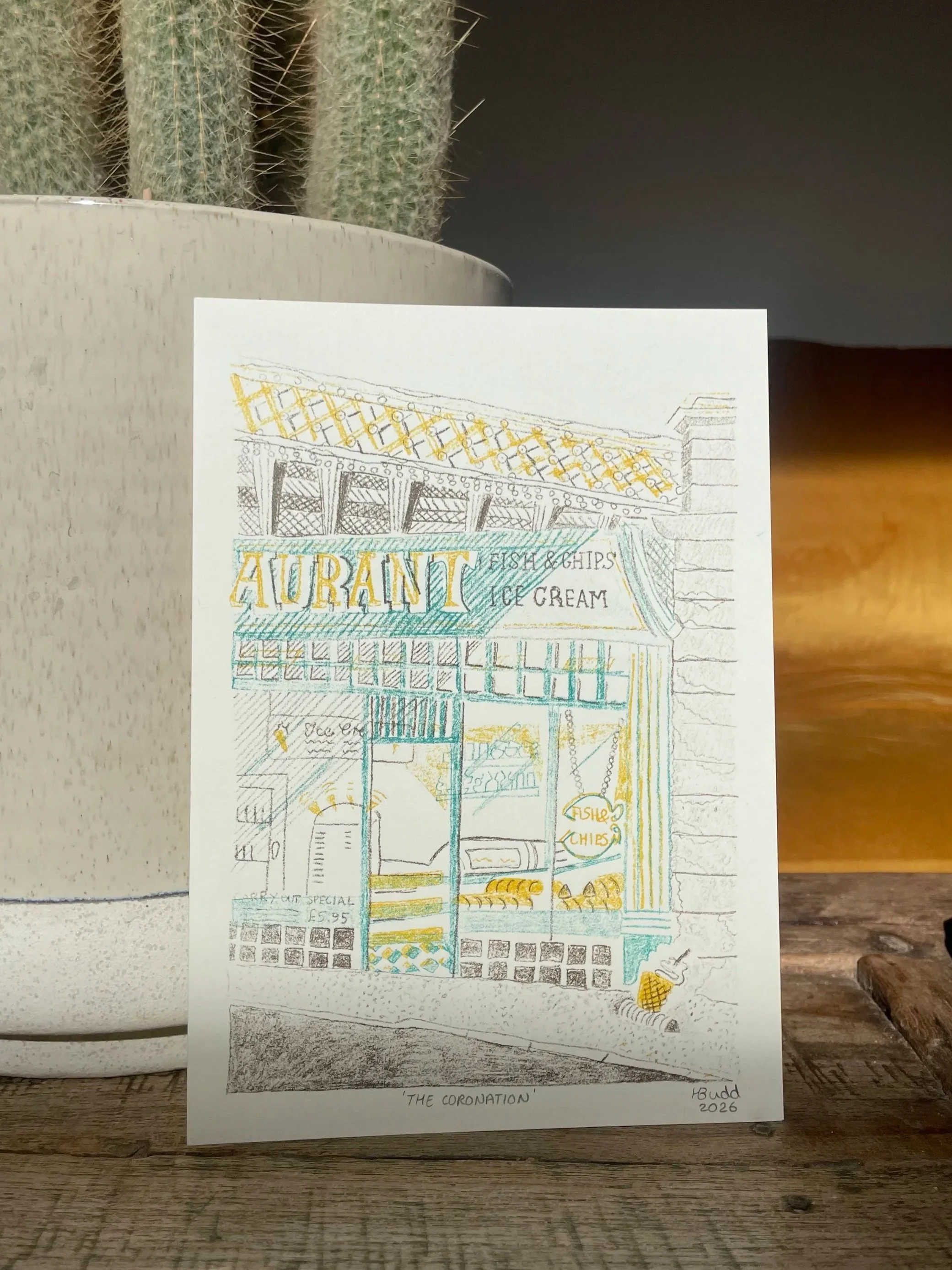 The Coronation Fish and Chip Shop Lithograph