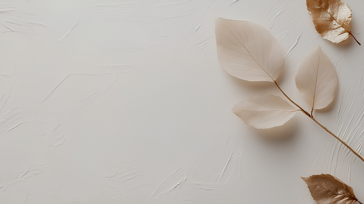 Pale dried leaves on textured paper