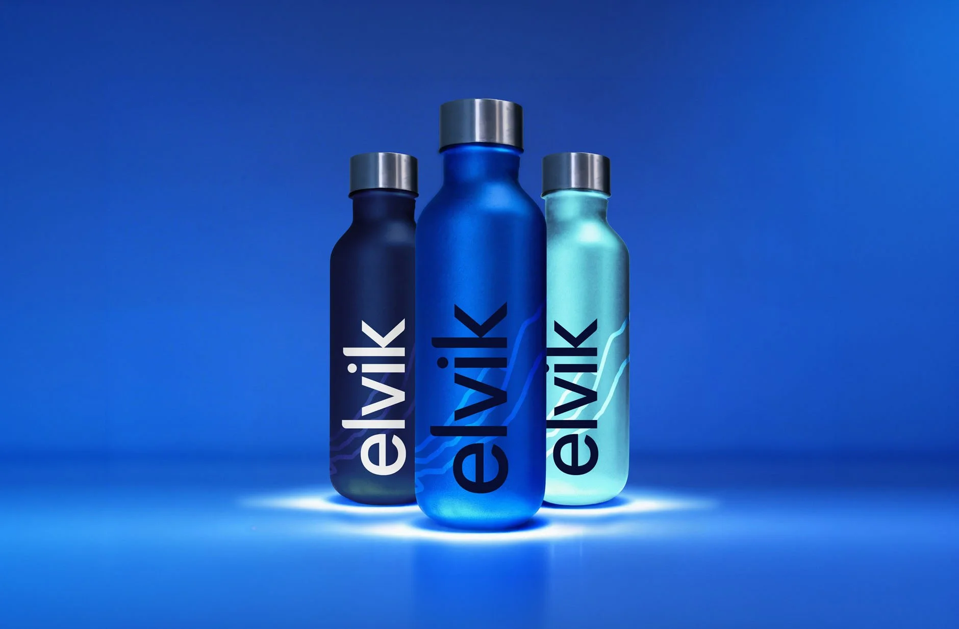 Premium Water Bottles Packaging Design on Display