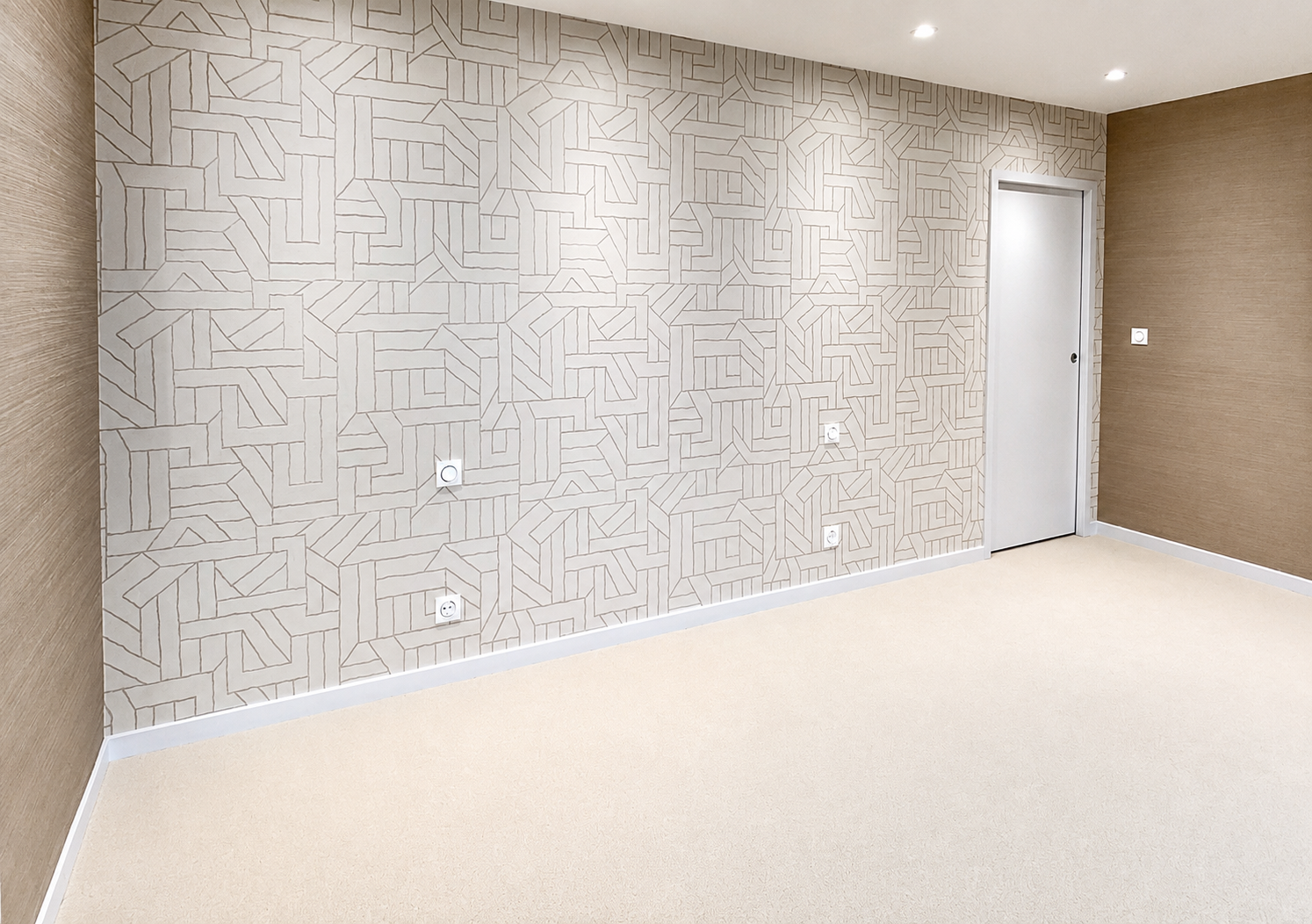 chambre avec mur revêtement arte et moquette