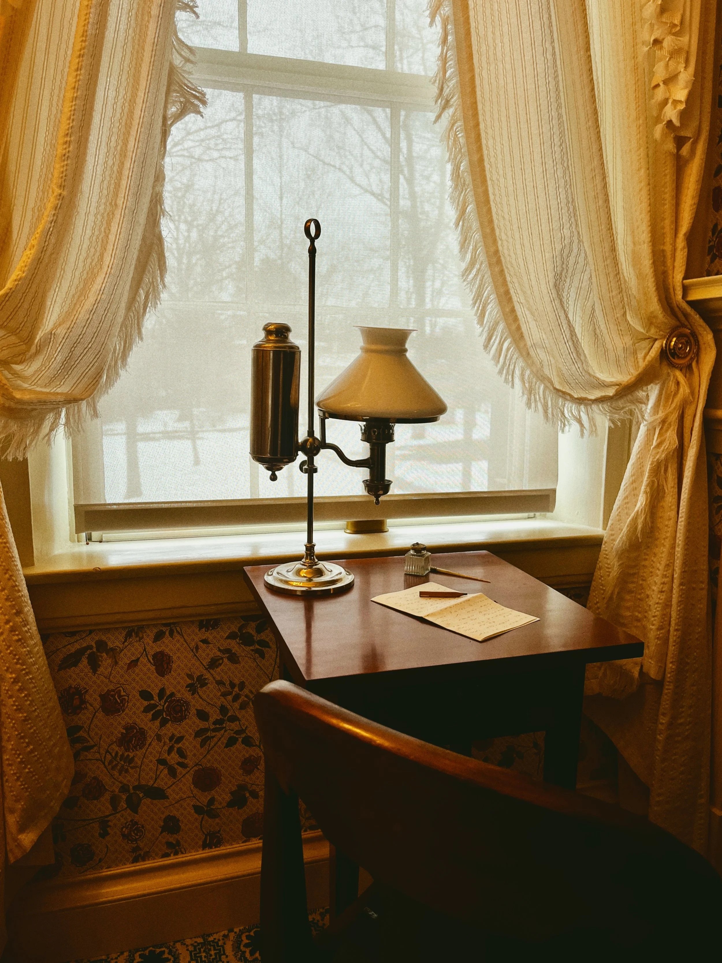 a writing desk in the bedroom of Emily Dickinson. Amherst, MA.