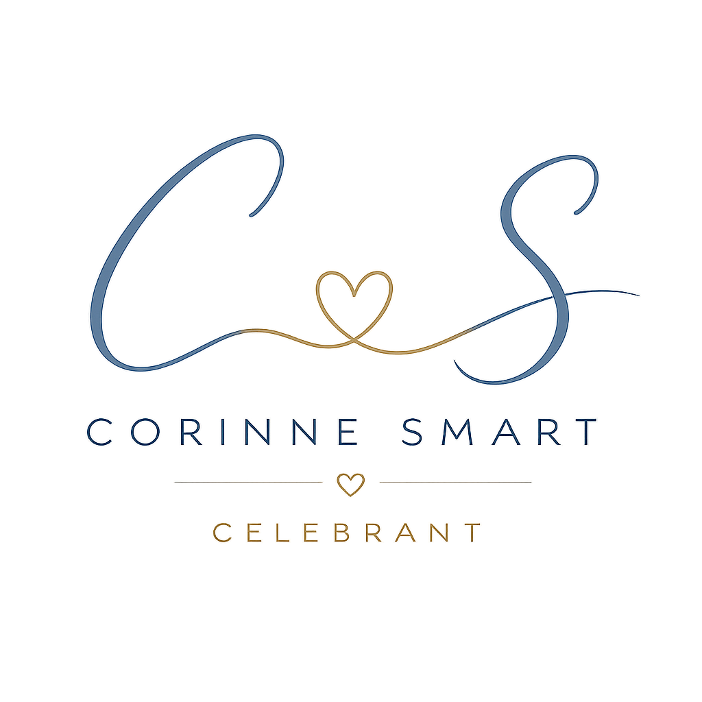 A graphic celebrating healthcare professional Corrinne Smart, featuring two stethoscopes forming a heart, with text that reads 'Corrinne Smart Celebrant'.