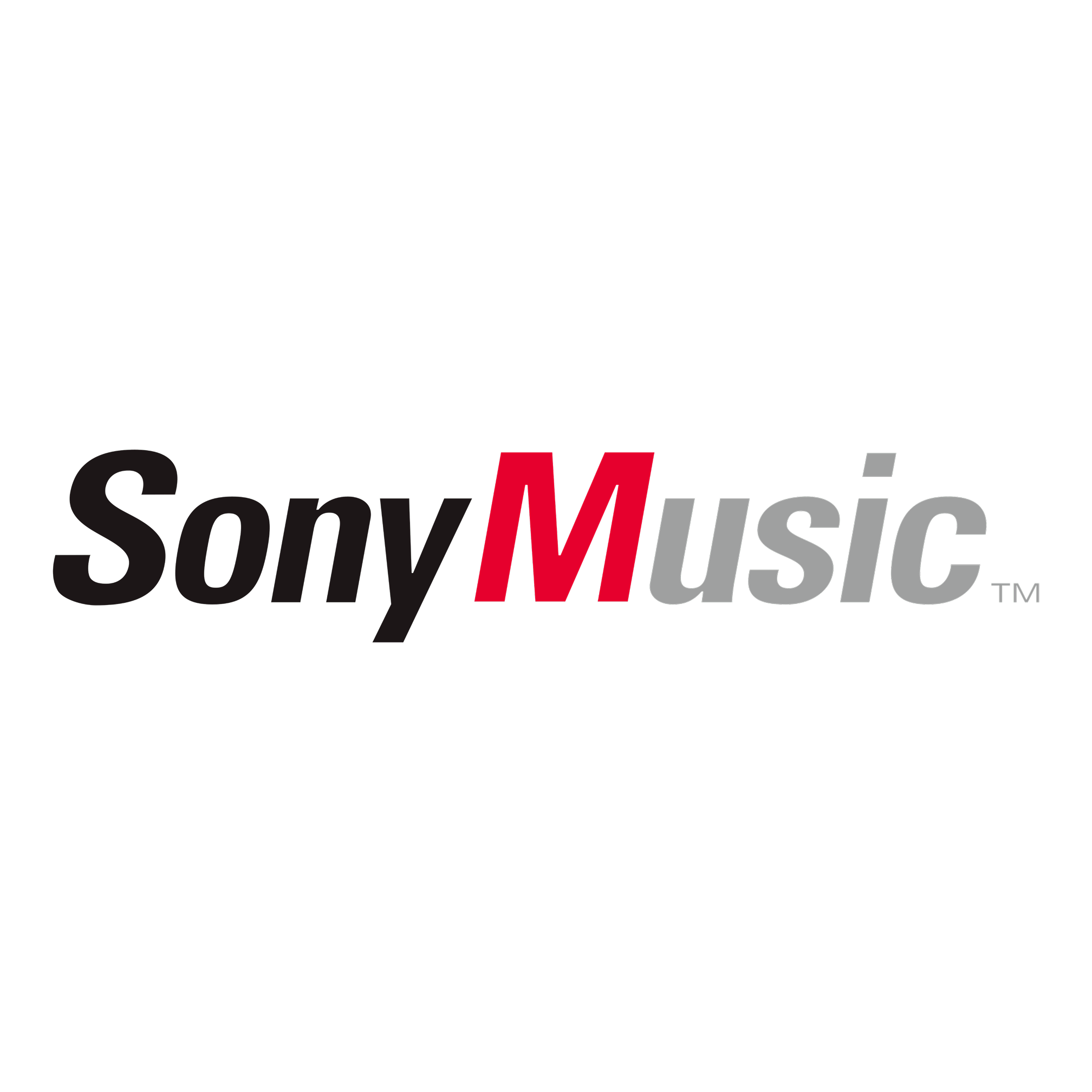 Sony Music logo in black, red, and gray text on a black background.