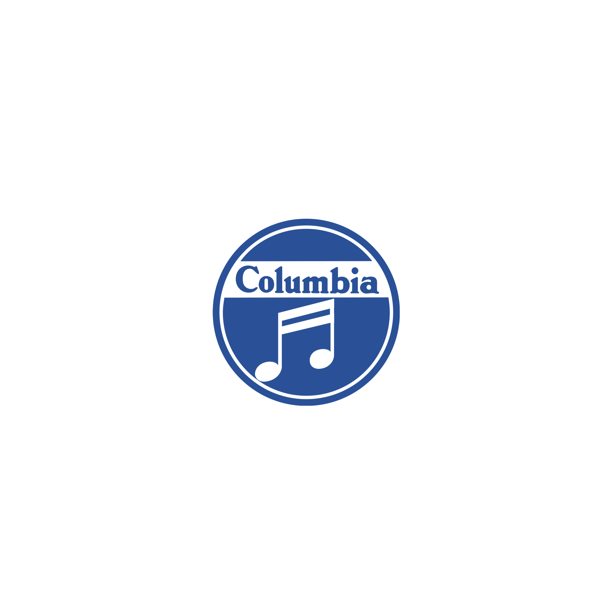 Columbia logo with musical notes inside a circular design.