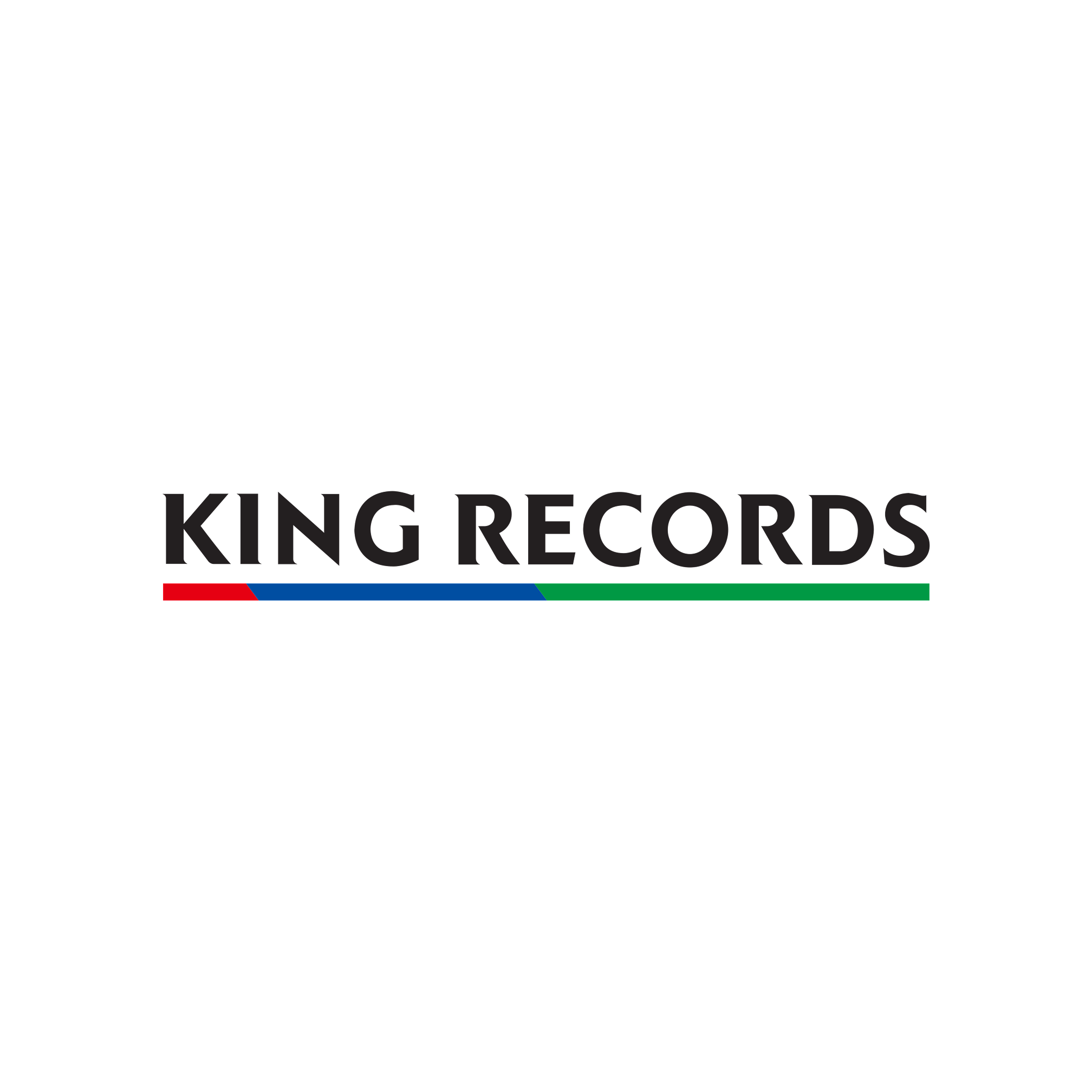 King Records logo with black text and red, blue, green stripe underneath.