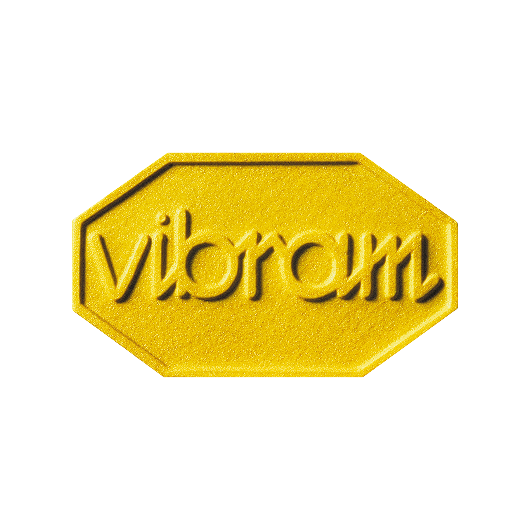Close-up of a yellow honeycomb-shaped wax stamp with black embossed text reading "VIC-" on a black background.