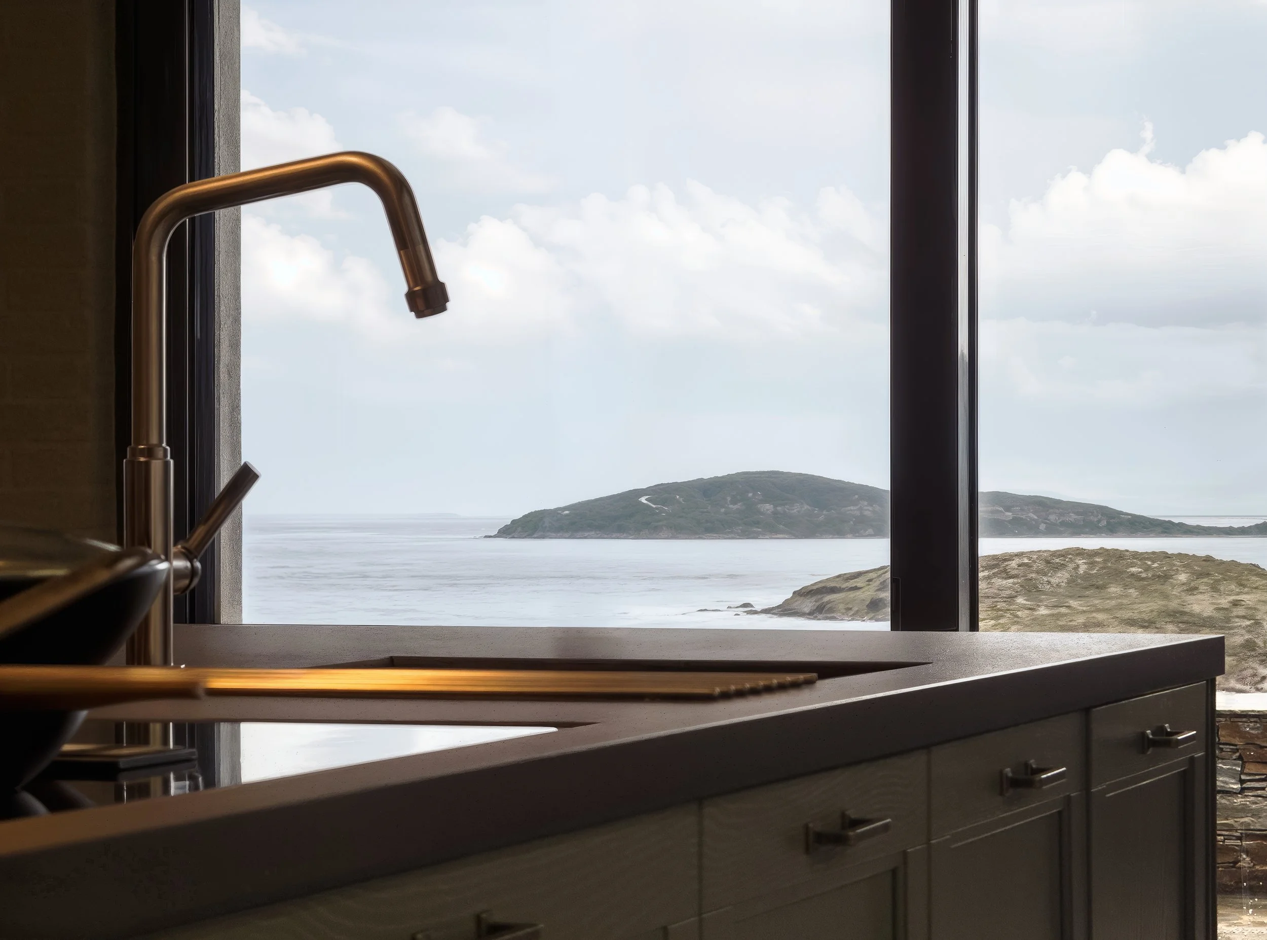 Kitchen spaces inspired by openness, nature and relaxed contemporary living at Astraea Villa.