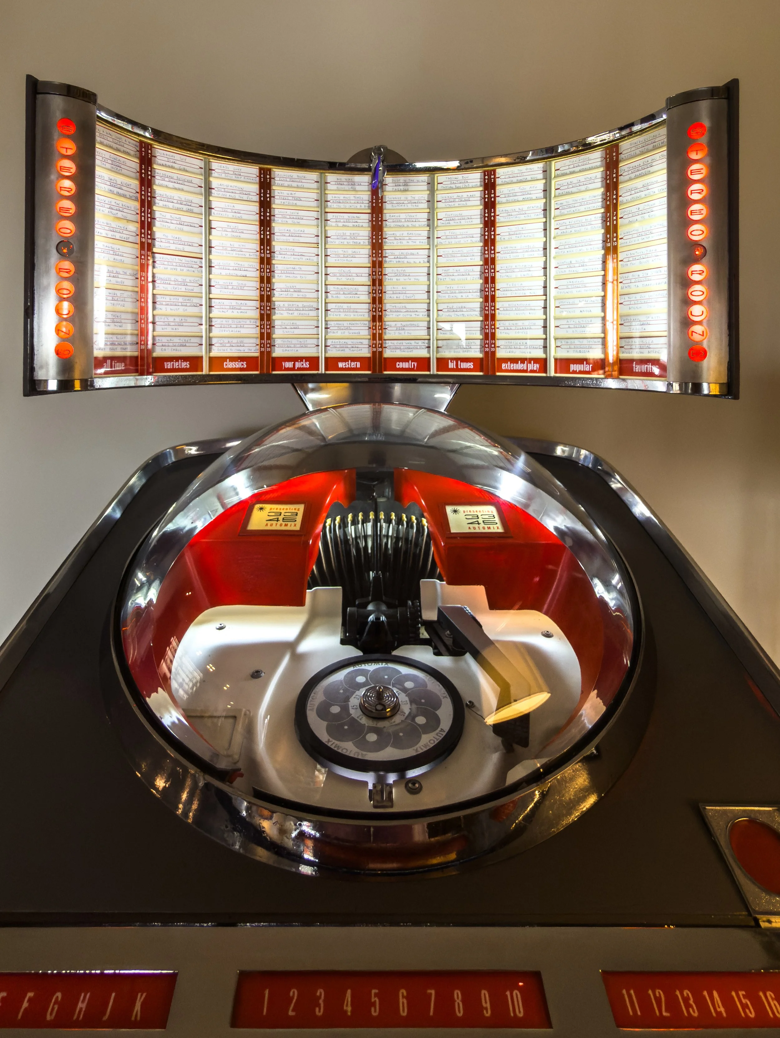 Thoughtfully preserved vintage jukebox adding nostalgic character to Astraea Villa.