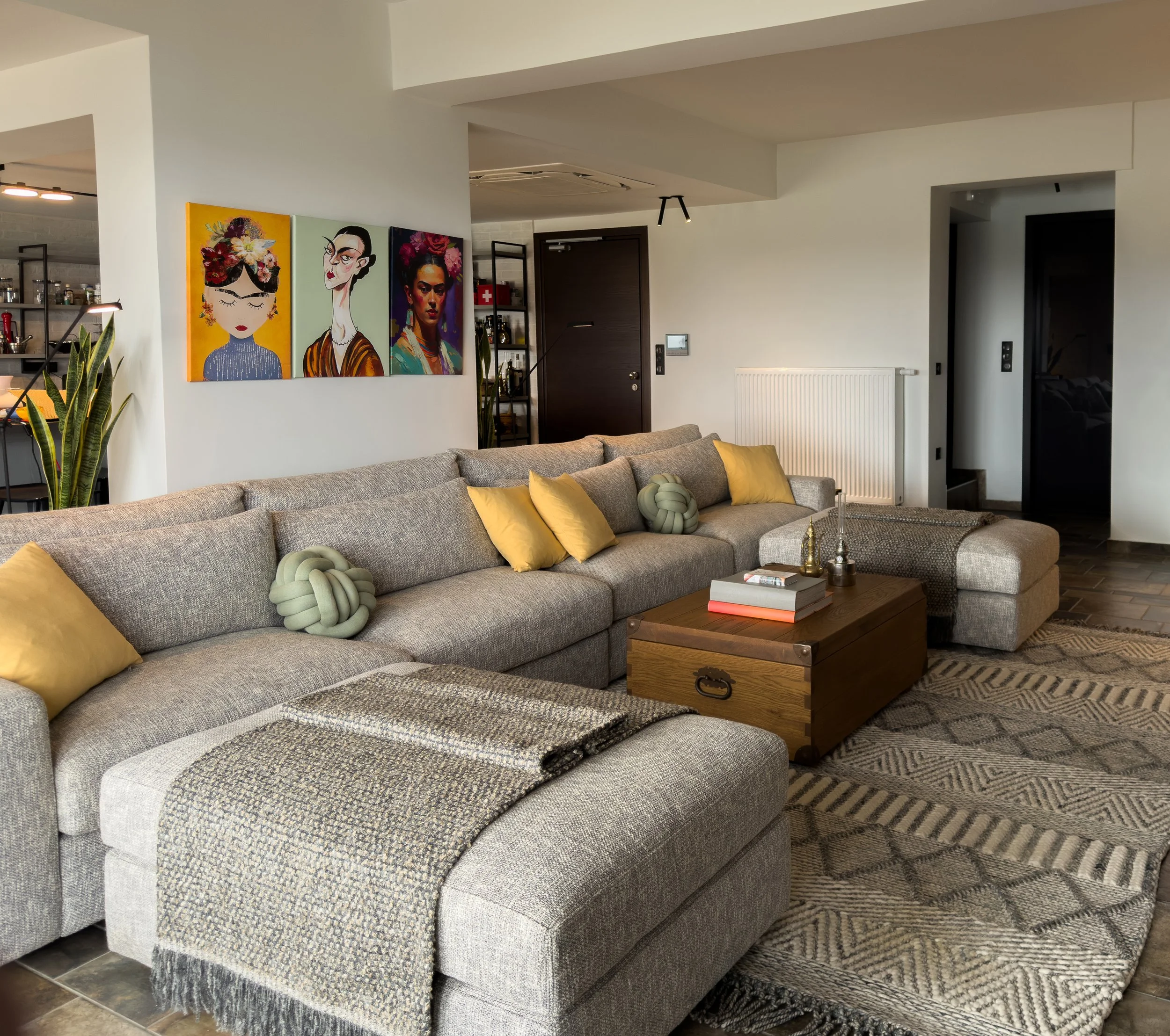 Interior spaces shaped by art, texture and the rhythm of intentional living at Astraea Villa.