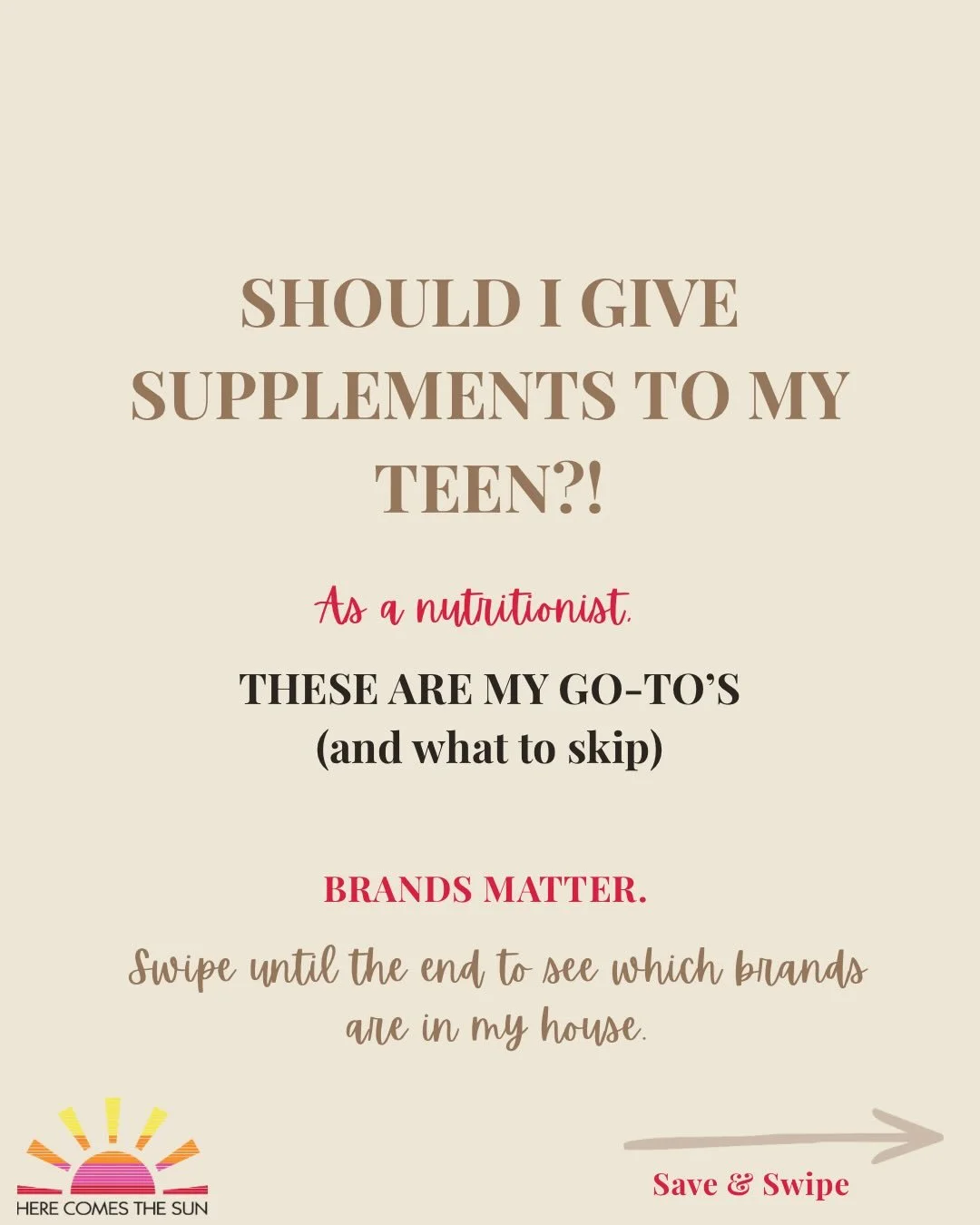 As a nutritionist, health teacher, and mom of three, I get asked this a lot: &ldquo;should I be giving my teen supplements?&rdquo;

The honest answer: a few targeted ones can make a real difference for teen health. BUT, brands matter, forms matter, a