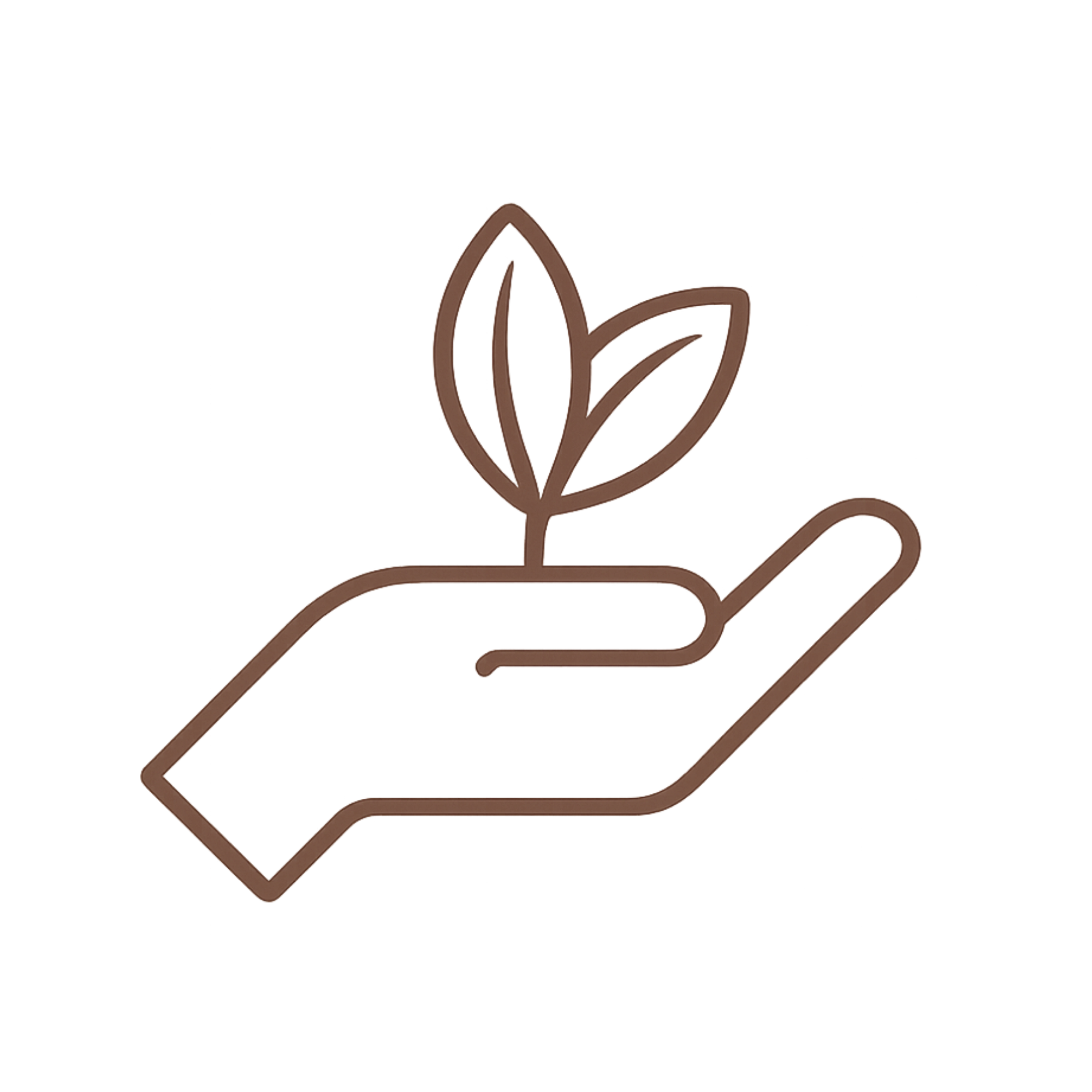 A plant growing out of a hand, indicating sustainability