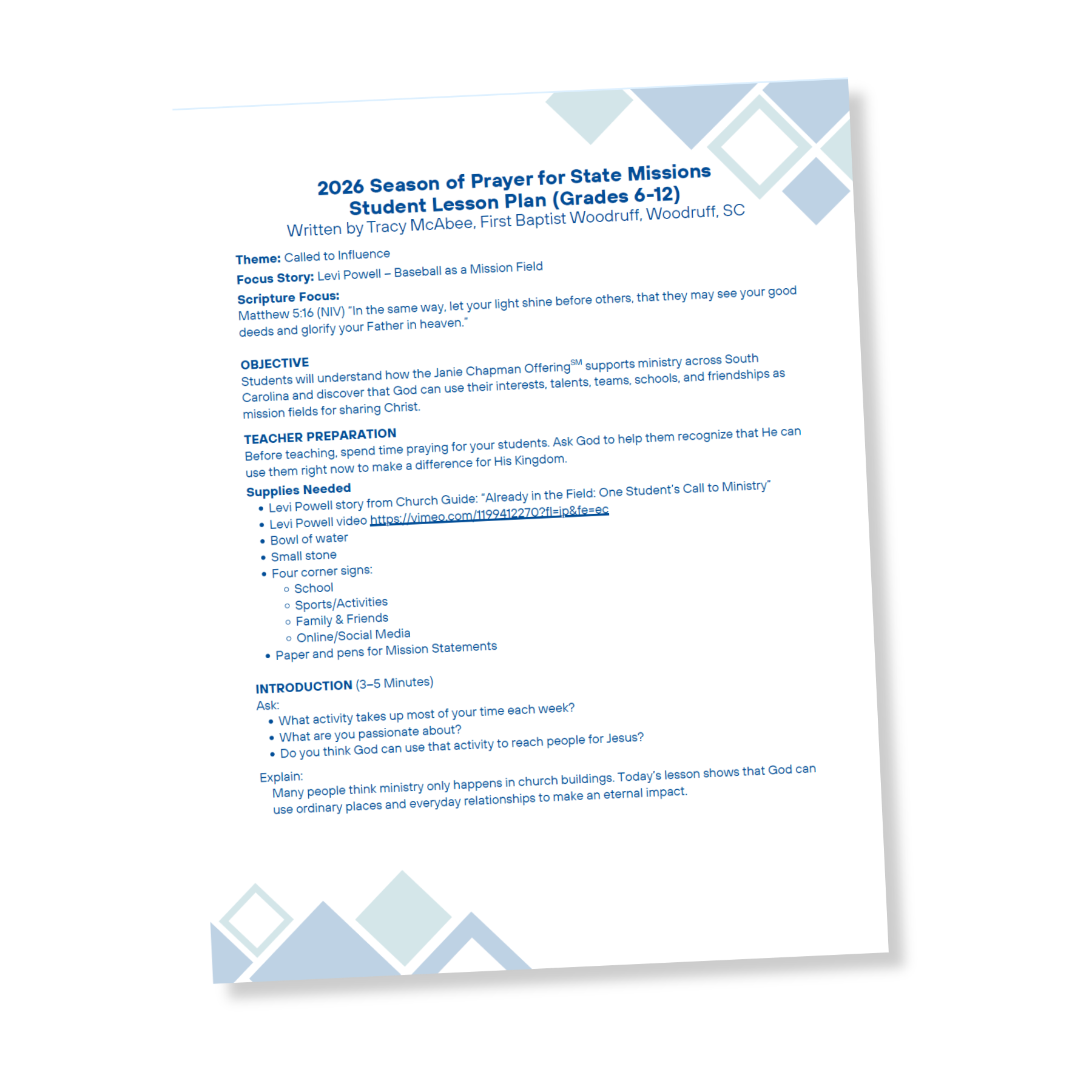 2026 Student Lesson Plan