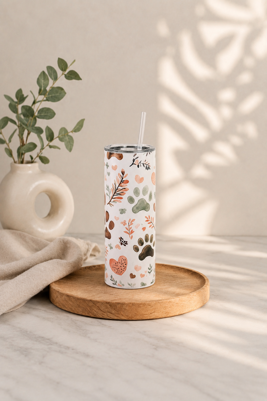Floral Paw Print Insulated Tumbler
