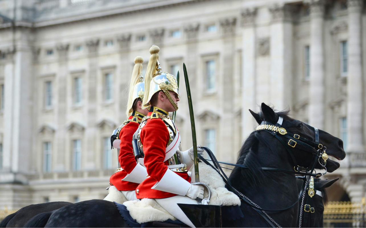 King's Guard at the Changing of the Guard in London at Buckingham Palace