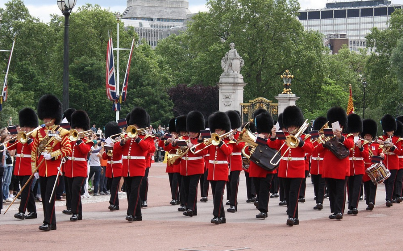 Band at the Changing of the Guard in London at Buckingham Palace