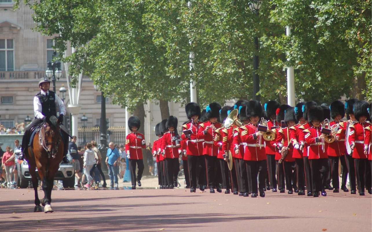 Changing of the Guard ceremony in London at Buckingham Palace