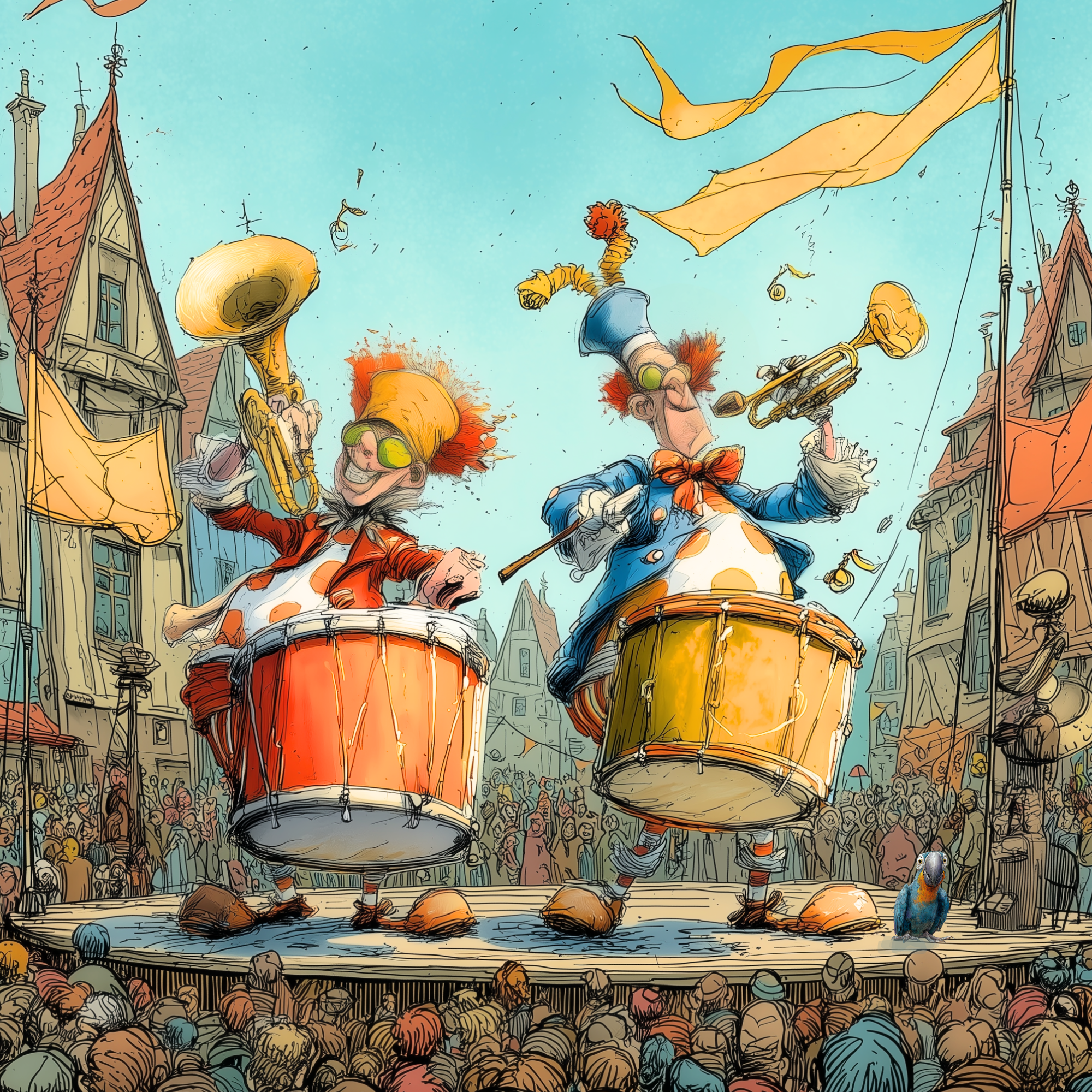 clowns playing music