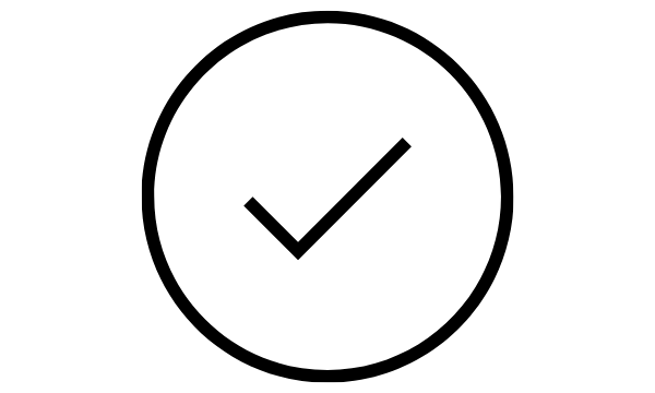 A line drawing of a check mark