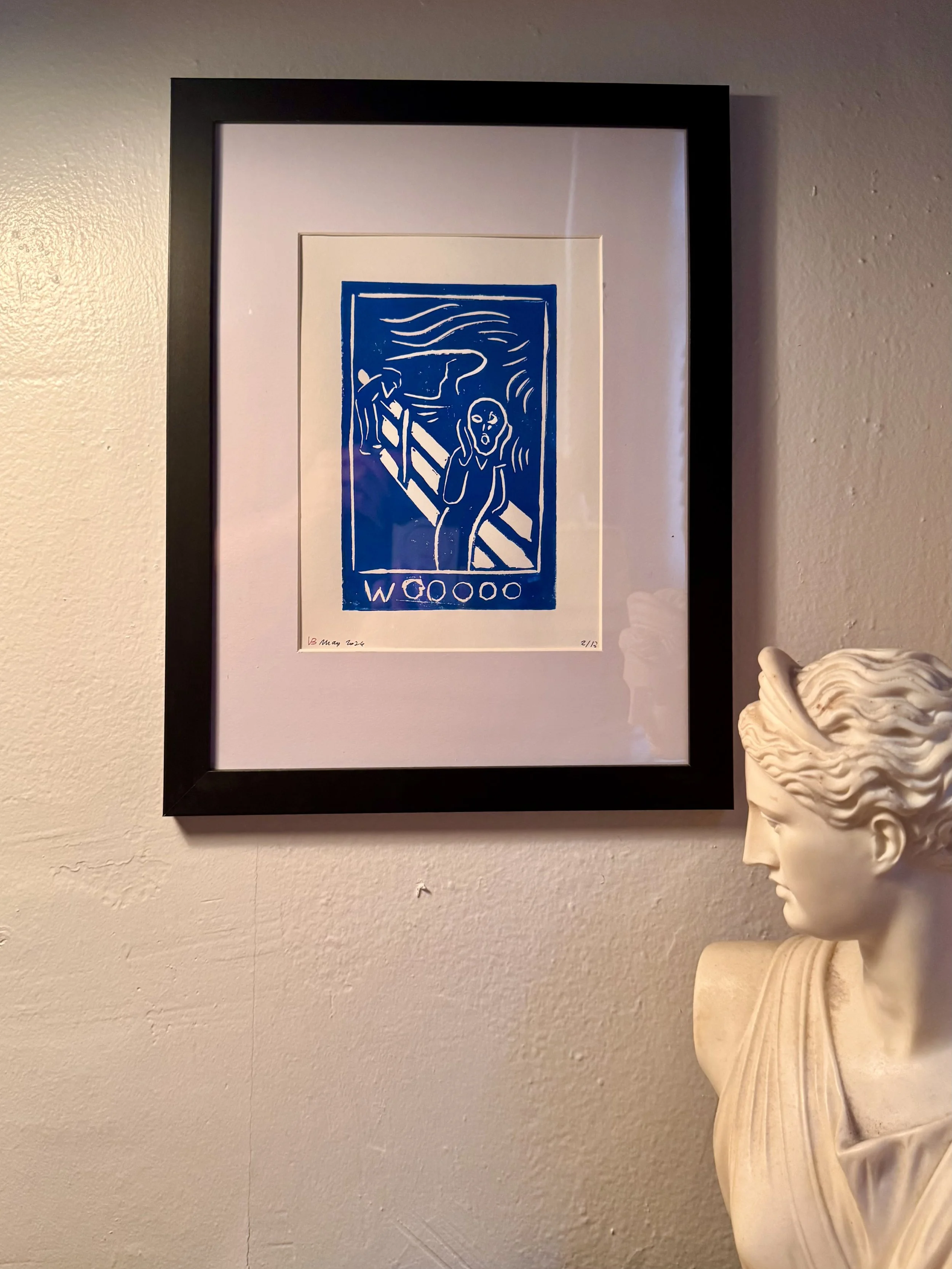 "The Scream" Modern Blue Classic Art Print