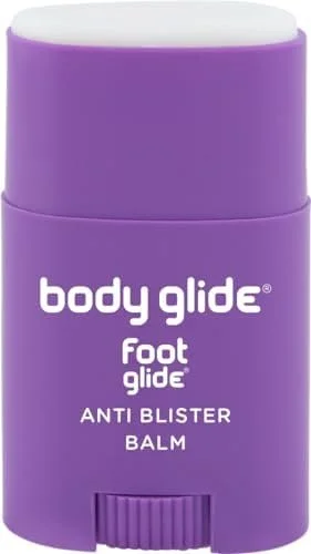 Purple container of Body Glide Foot Glide Anti Blister Balm.