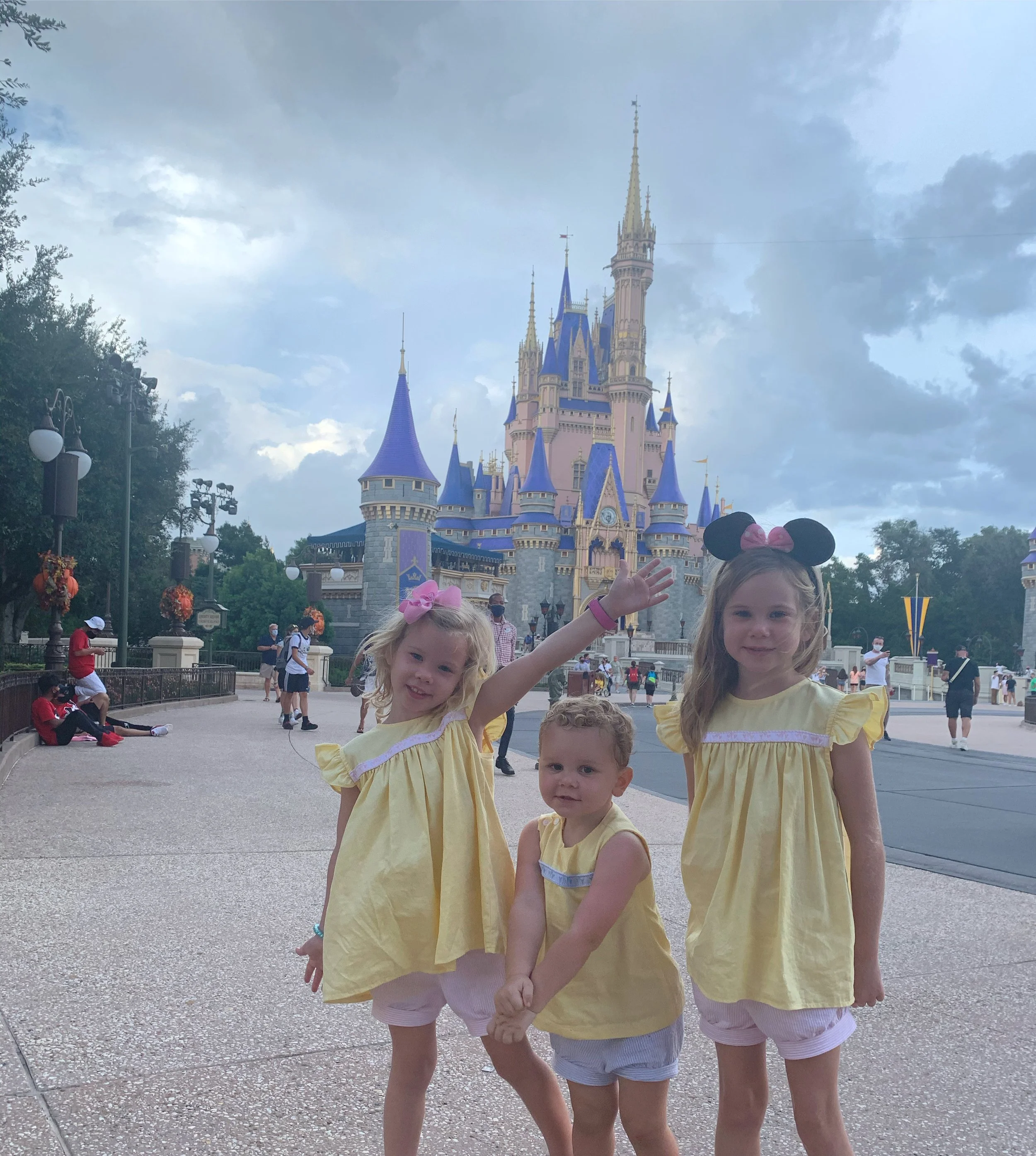 Back when the kids let us dress them in matching trunk show clothes, this Jetson Cubbington set was PERFECT with the Mickey and Minnie ribbon and trim! Forever one of our favorite pictures at Magic Kingdom.