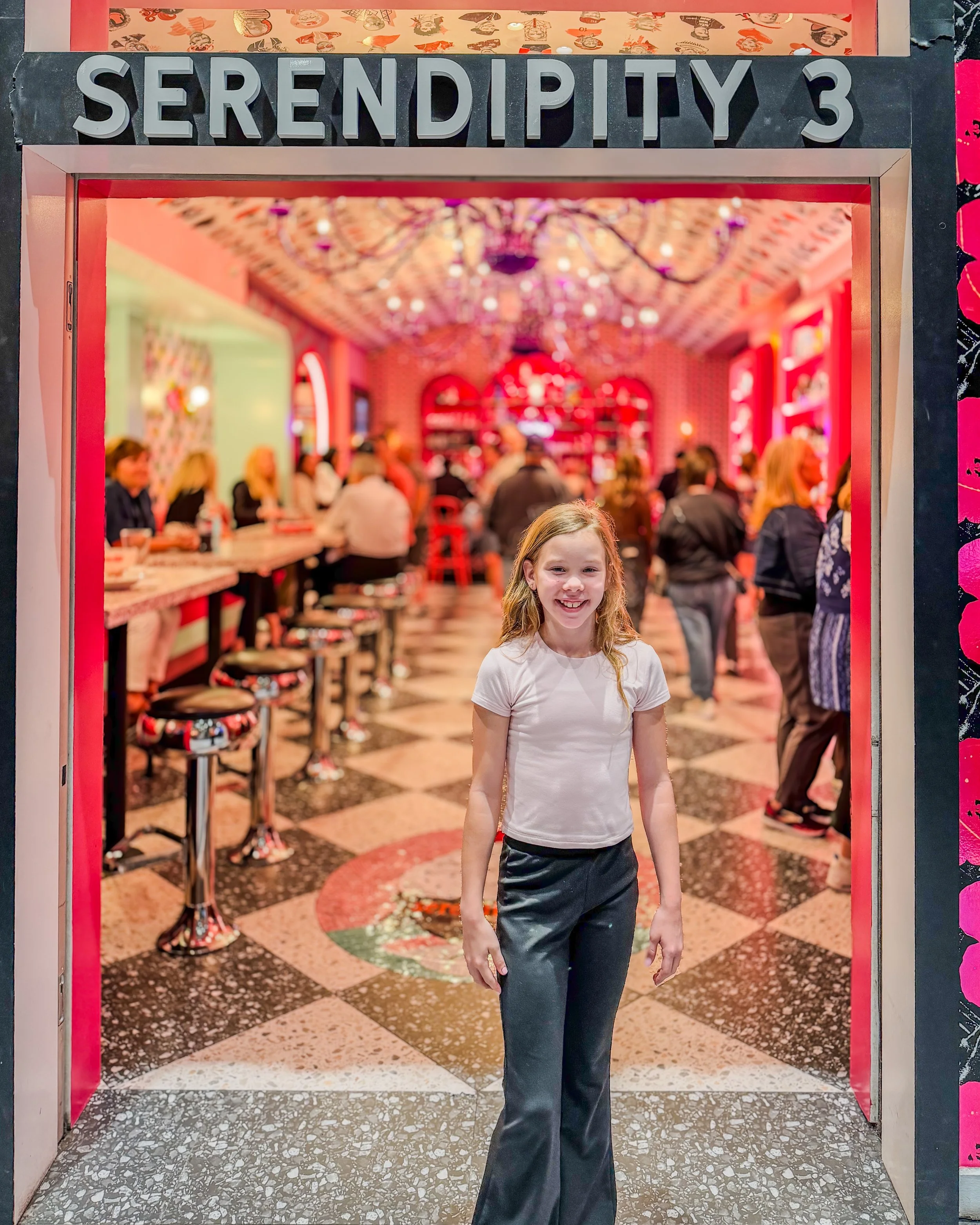 Young girl at Serendipity 3 restaurant in Manhattan