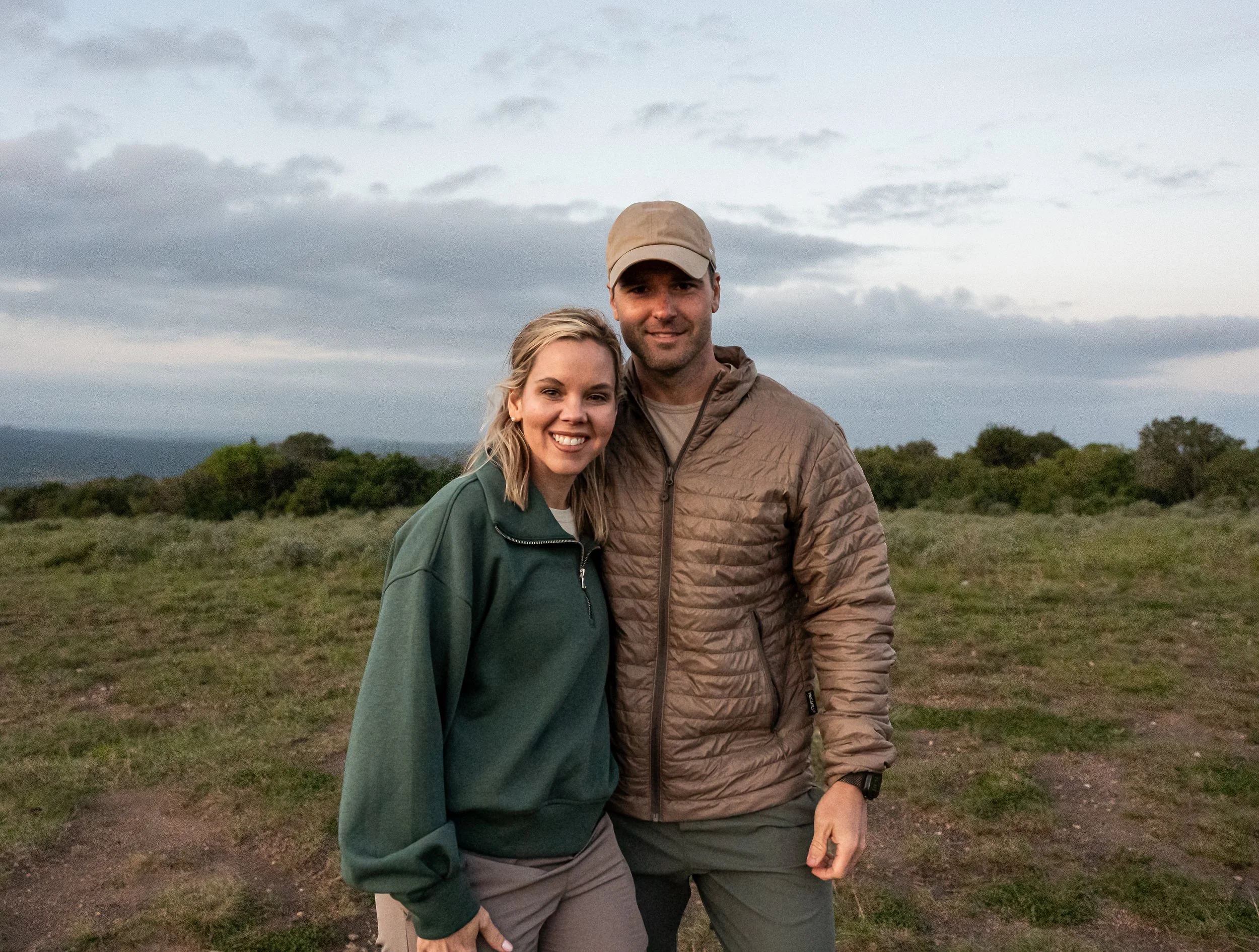 Morgan and Benton at a stop for sundowners on an evening game drive