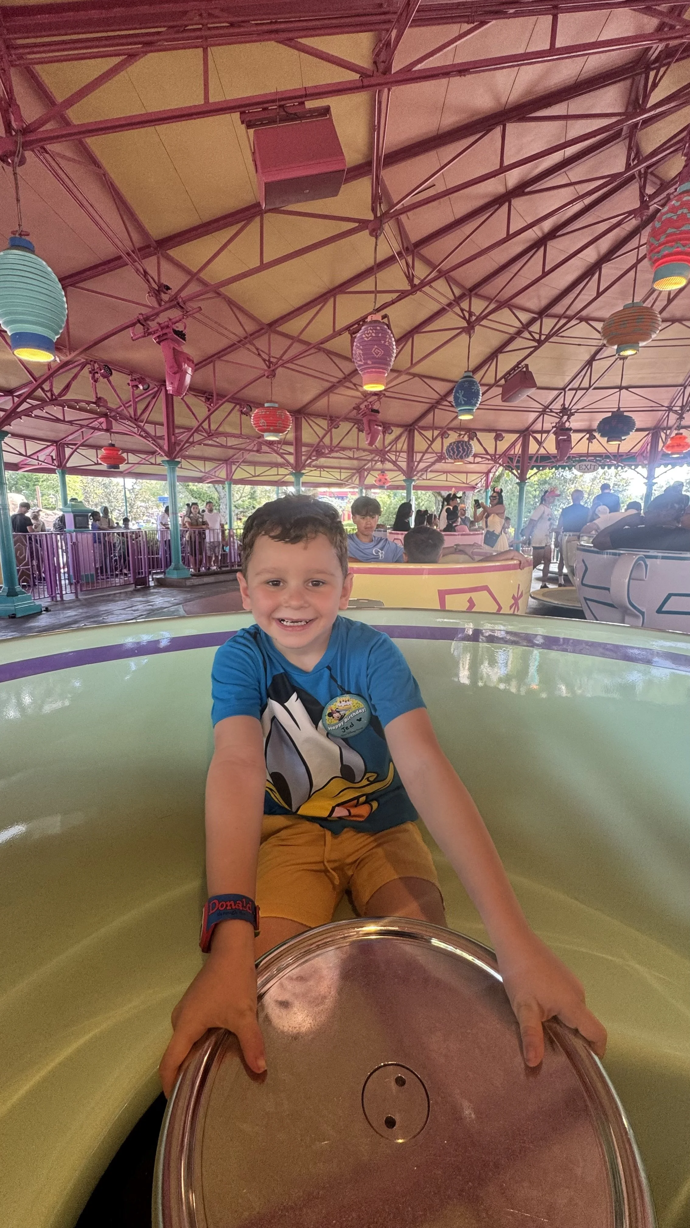 Jed on the teacups at Magic Kingdom