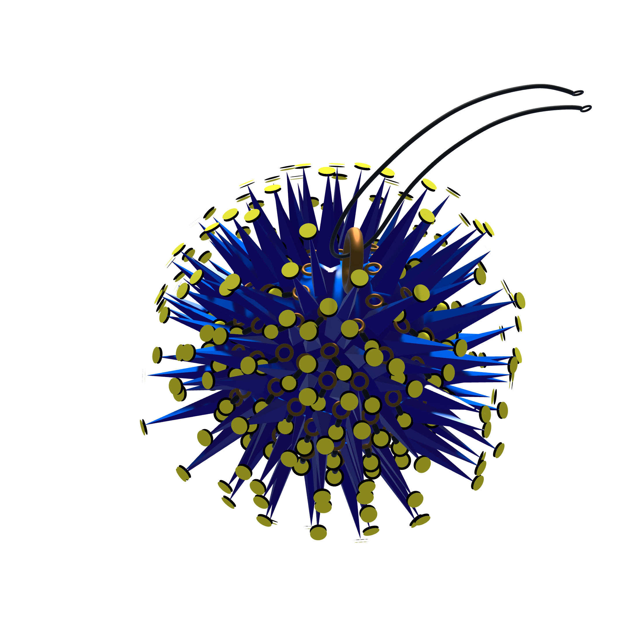 Digital rendering of a microscope with a blue and yellow abstract shape in the background.